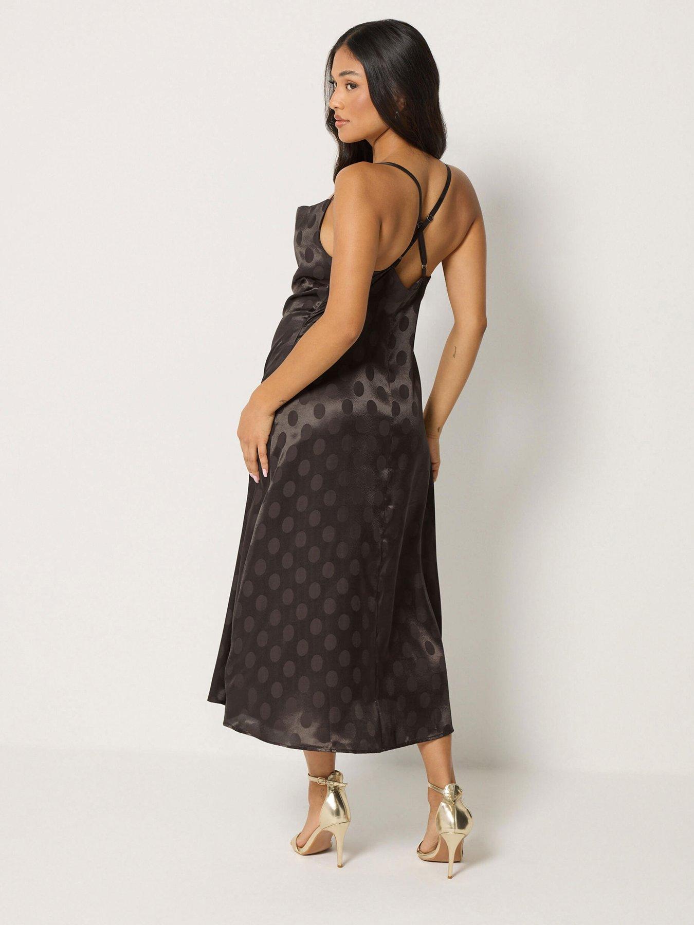 Image 2 of 4 of PixieGirl Petite Spot Cowl Neck Slip Dress