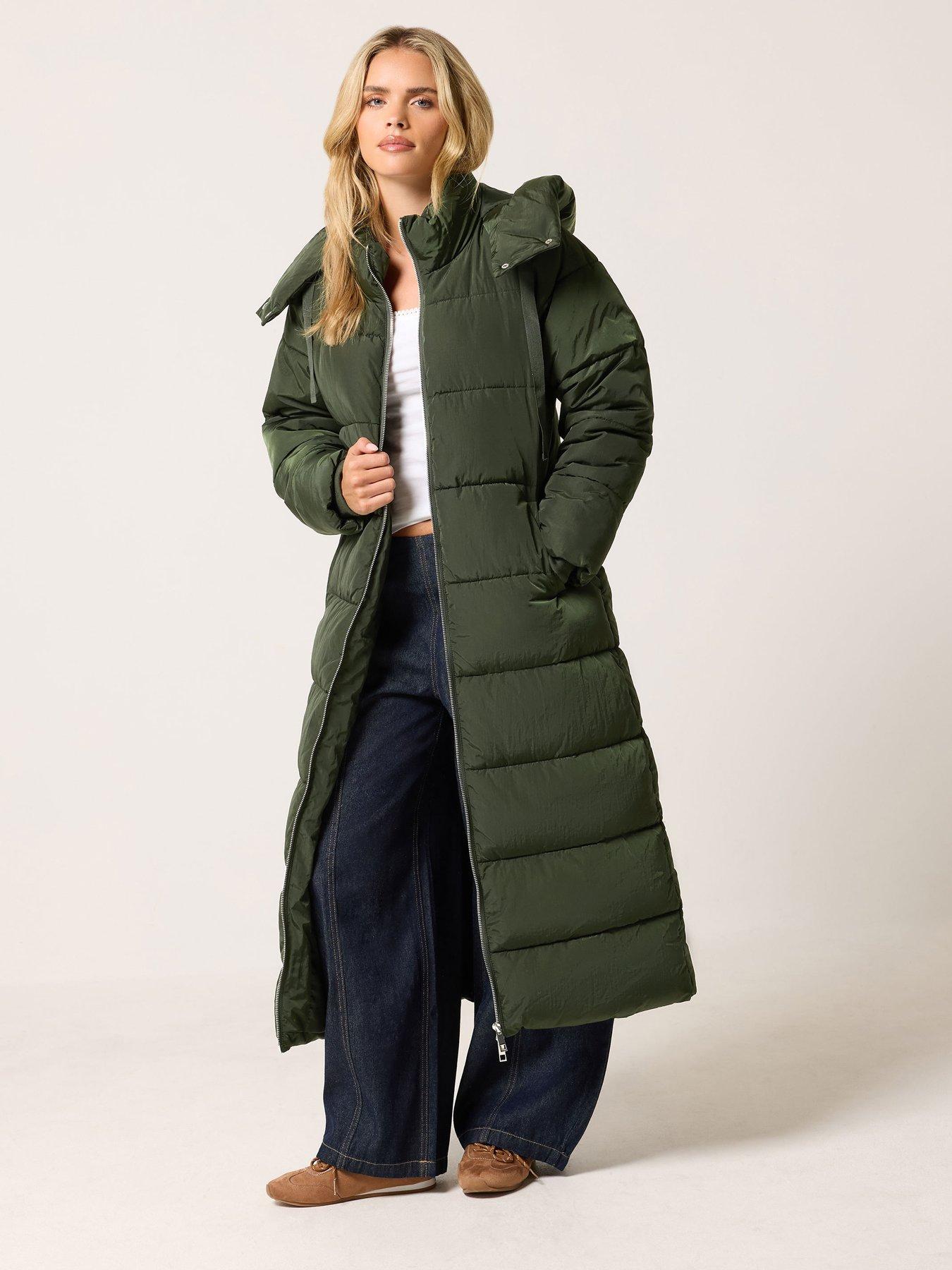 PixieGirl Petite Maxi Padded Coat - Green