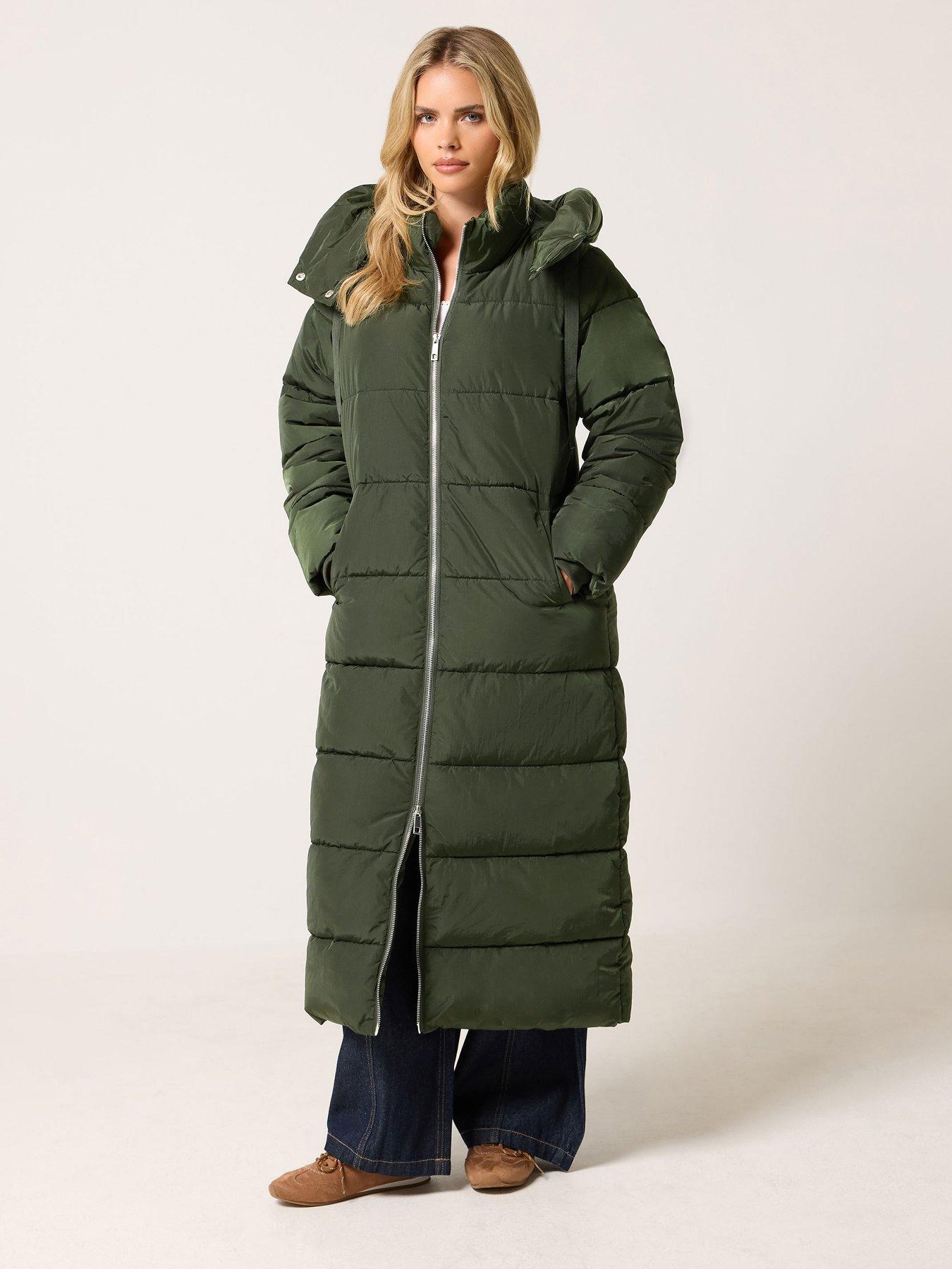 Image 3 of 4 of PixieGirl Petite Maxi Padded Coat - Green