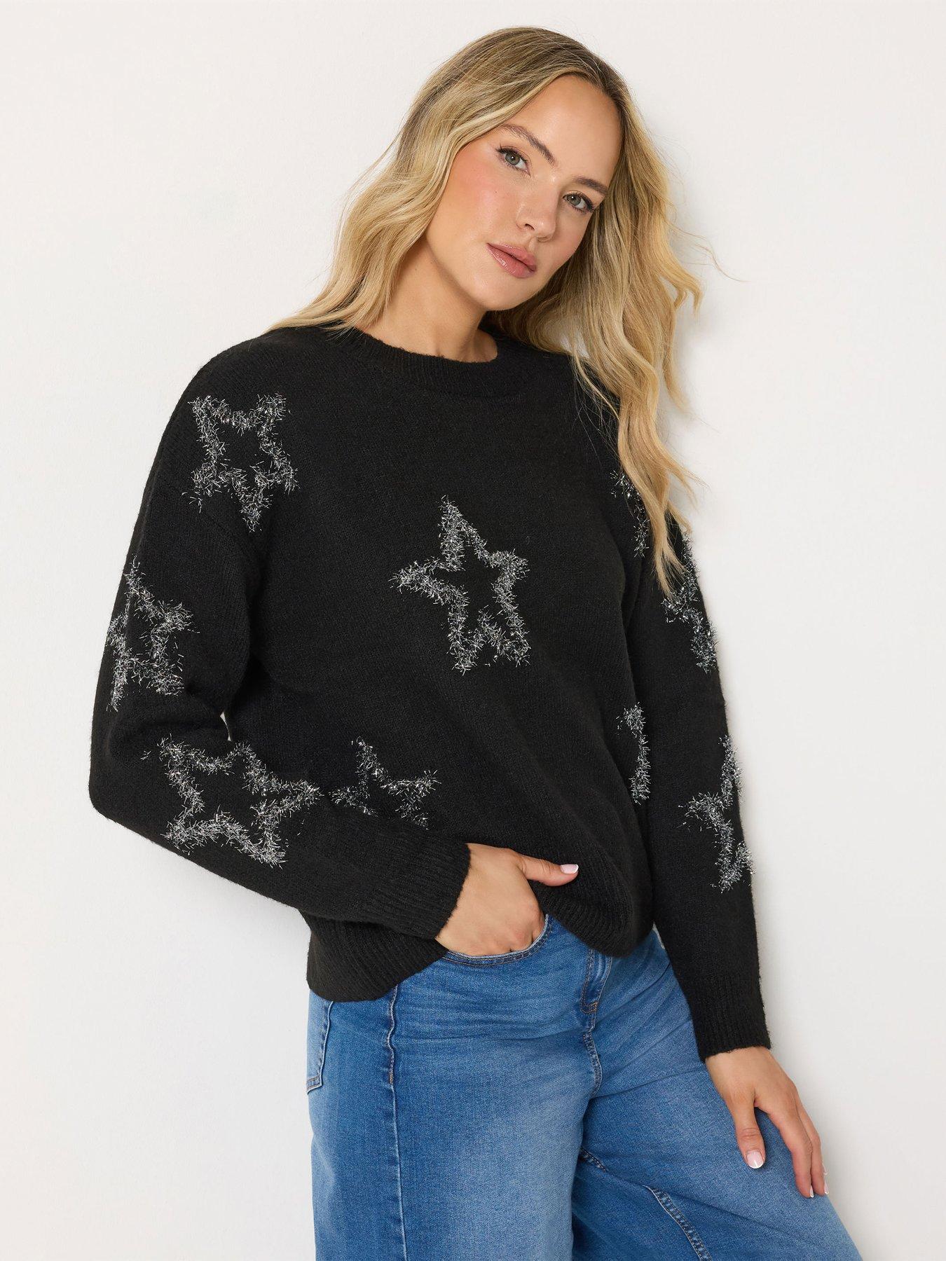 Long Tall Sally Star Tinsel Jumper - Black