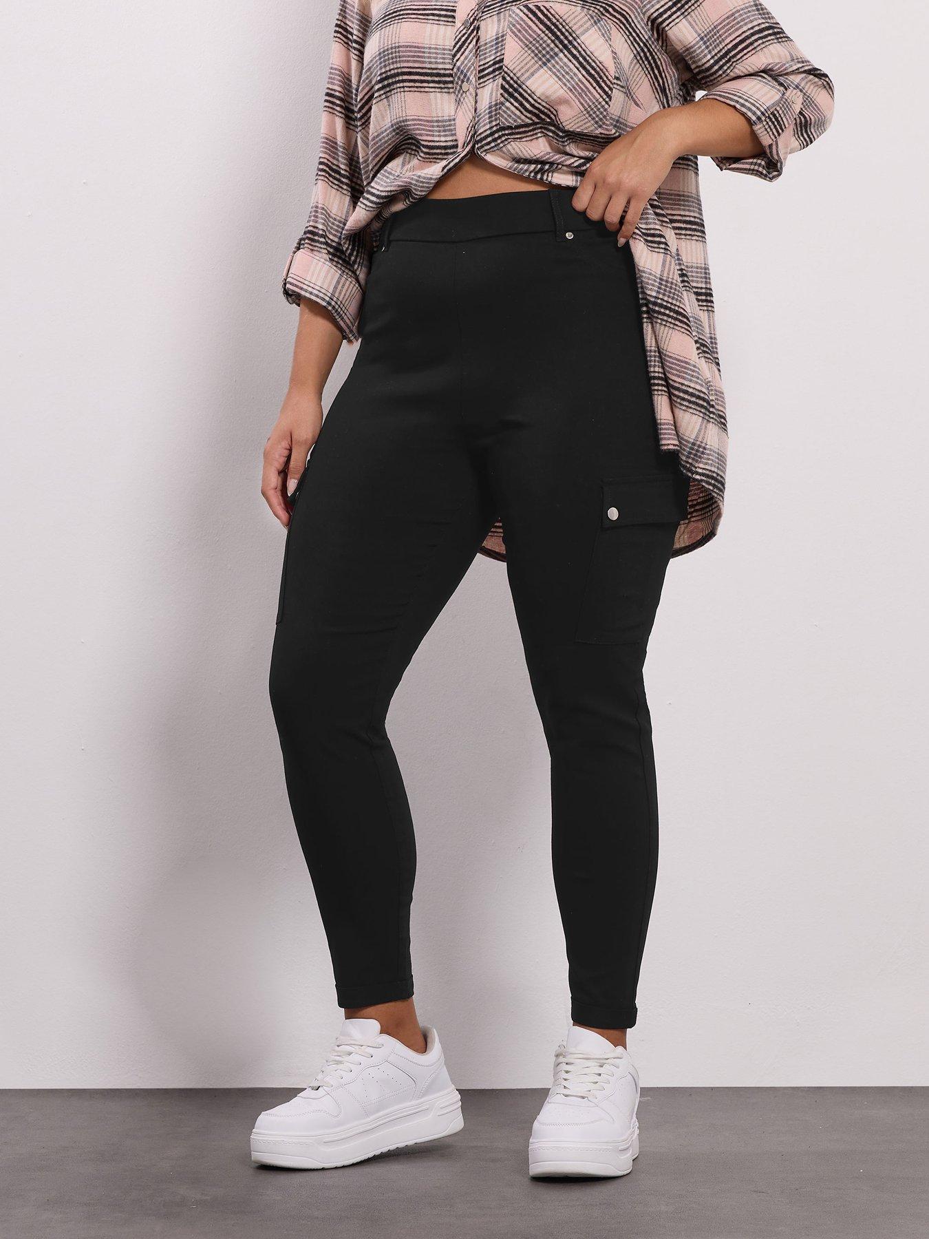 Image 1 of 4 of Yours Curve Bengaline Cargo Jegging 28" - Black