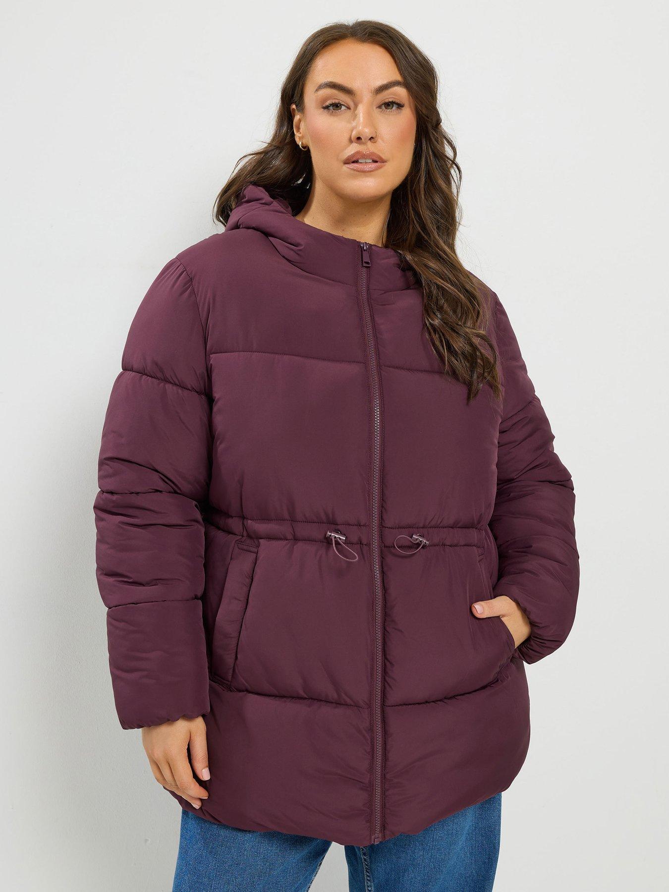 Yours Curve Padded Short Jacket - Burgundy