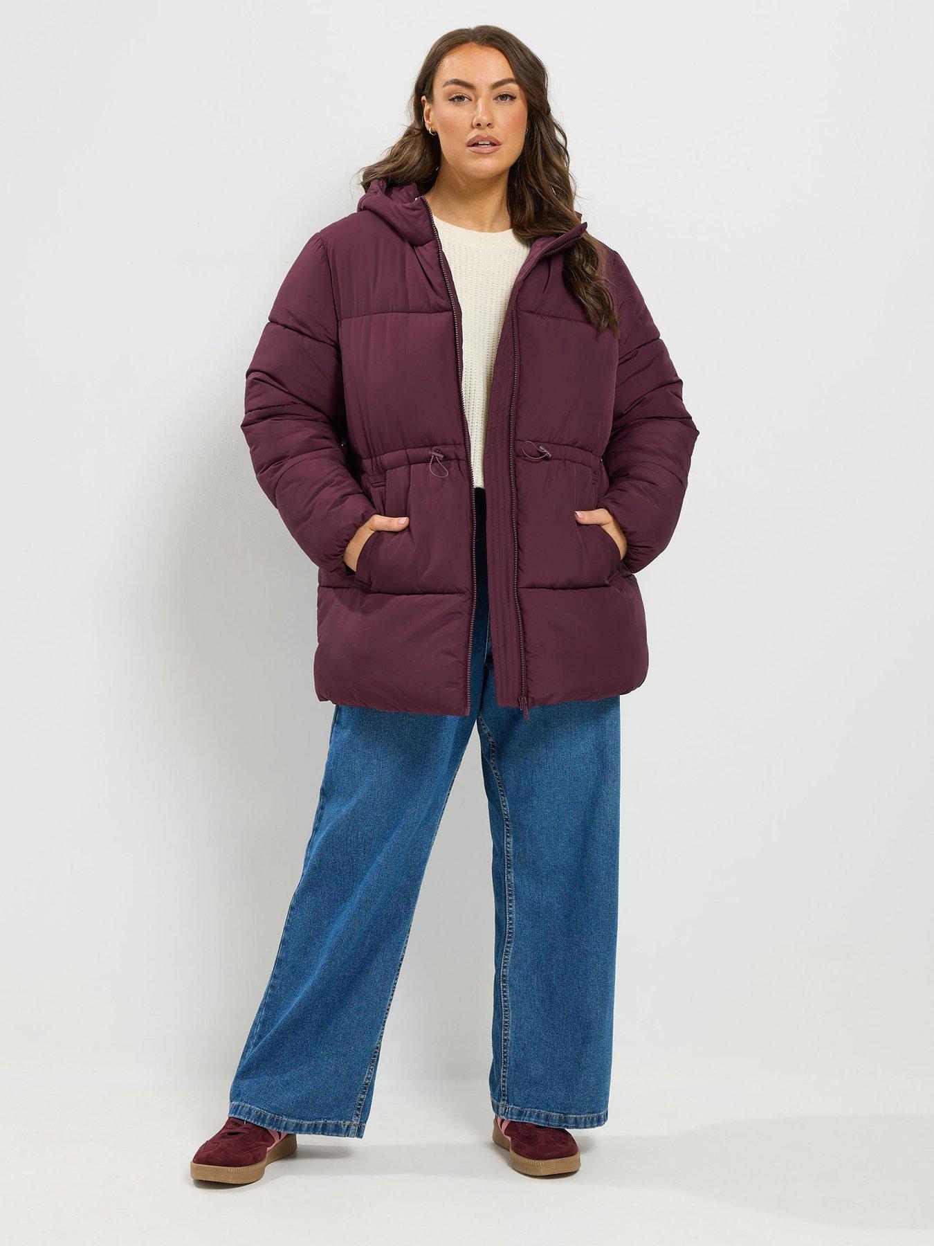 Image 3 of 4 of Yours Curve Padded Short Jacket - Burgundy