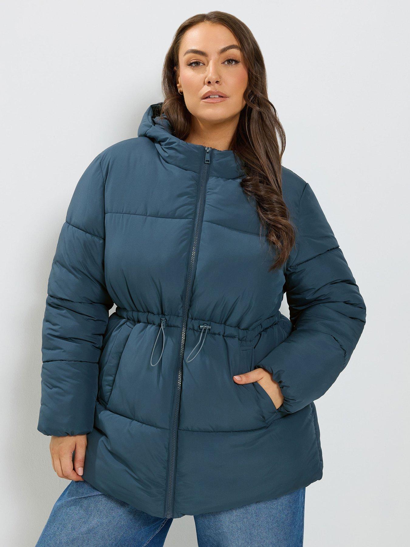 Image 1 of 4 of Yours Curve Epp Padded Short Jacket - Blue
