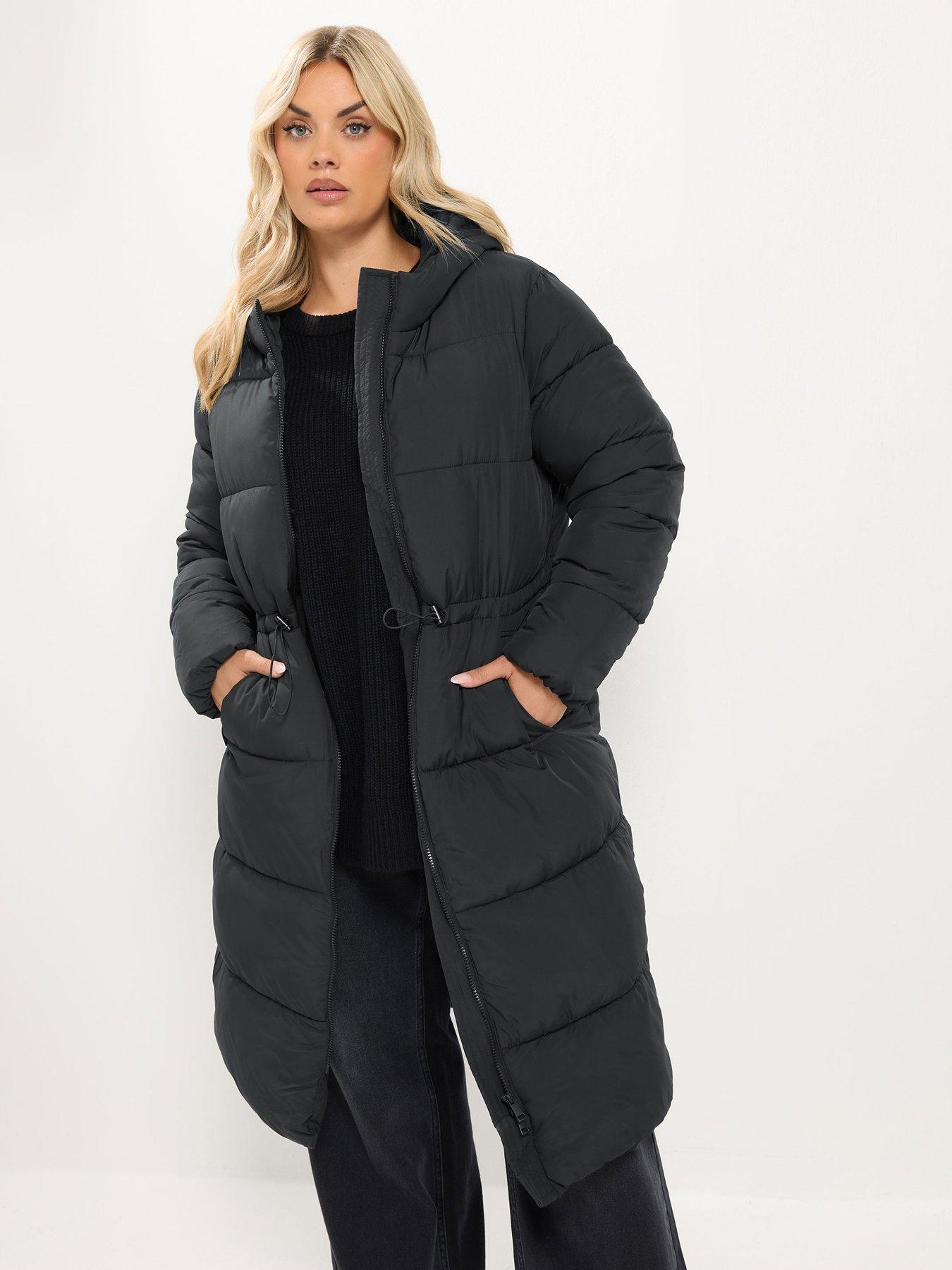 Yours Curve Epp Longline Padded Coat - Black