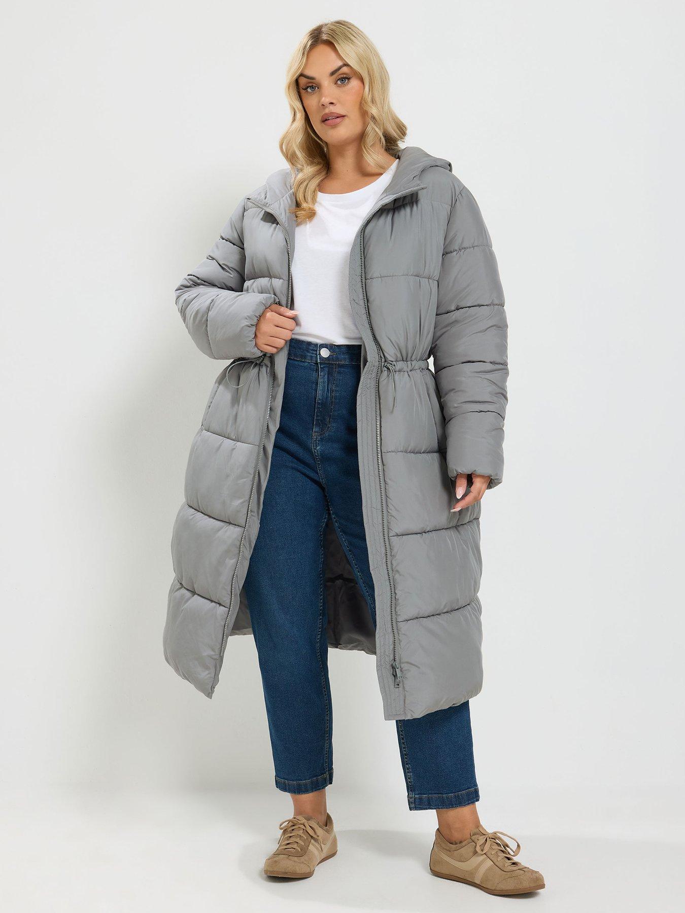 Yours Curve Epp Longline Padded Coat - Grey
