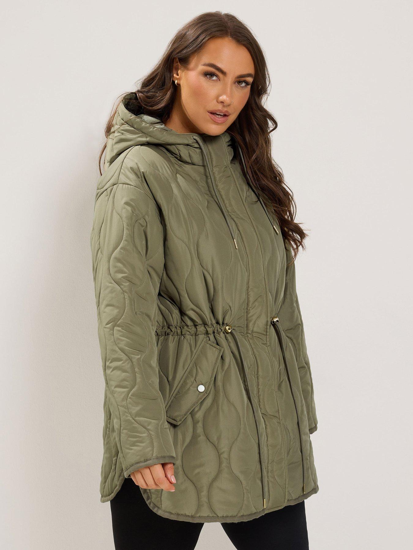 Yours Curve Padded Hooded Jacket - Green