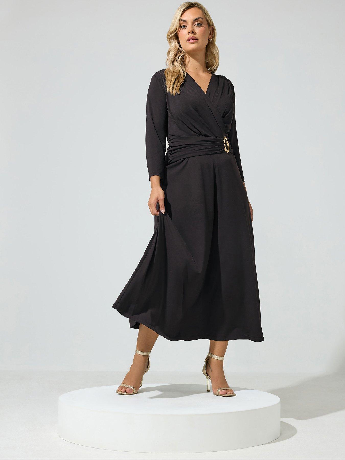 Image 1 of 4 of Yours Curve Buckle Wrap Dress
