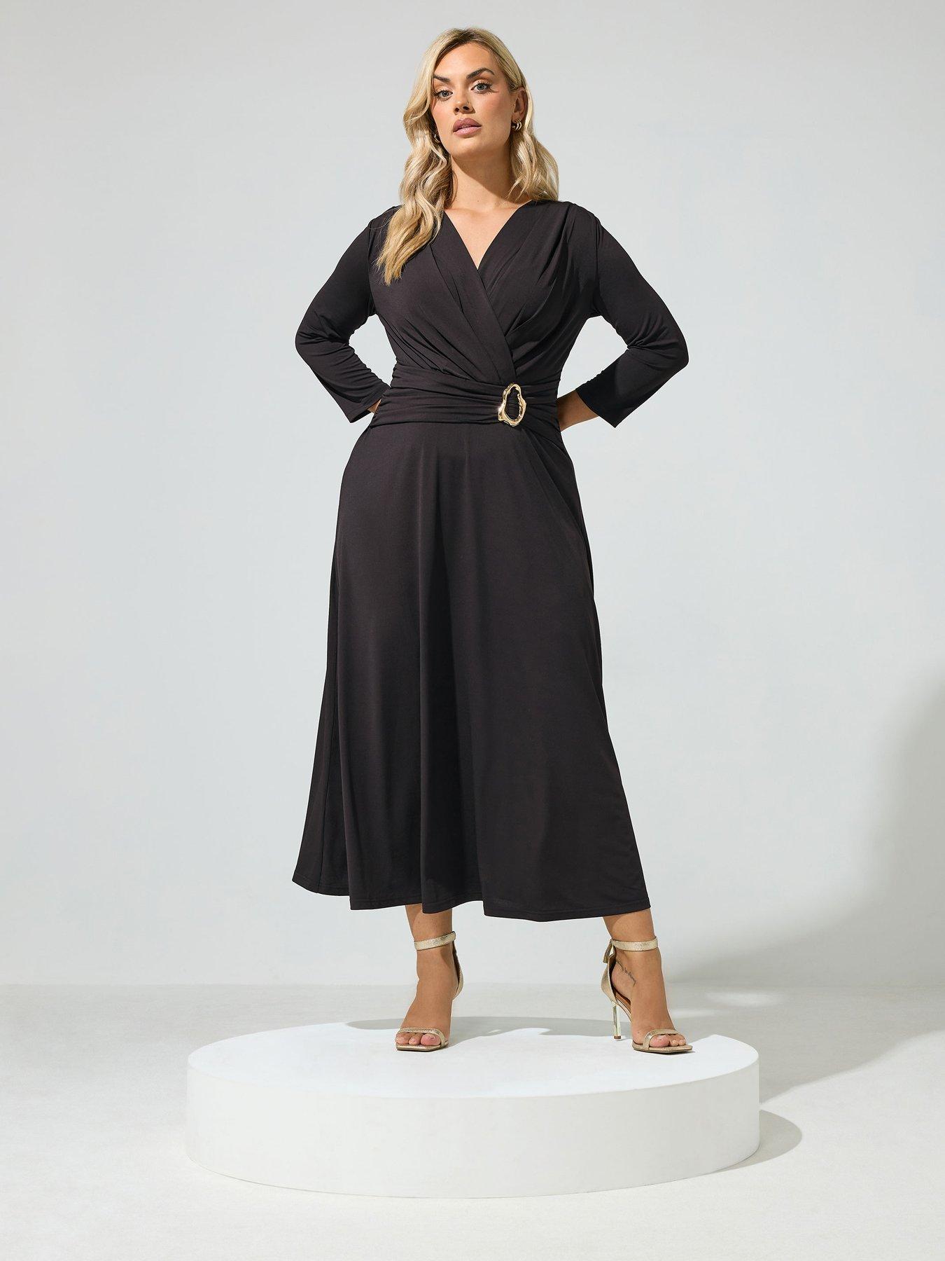 Image 3 of 4 of Yours Curve Buckle Wrap Dress