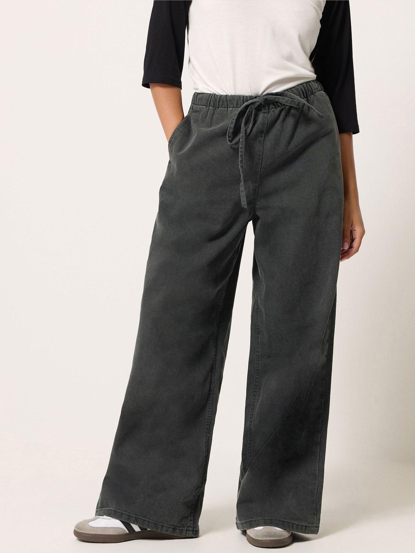 PixieGirl Petite Pull On Wide Leg Jean - Black