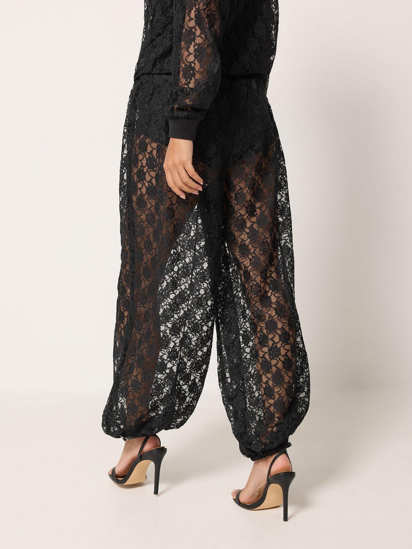 Image 2 of 4 of PixieGirl Womens Petite Lace Balloon Trousers - Black