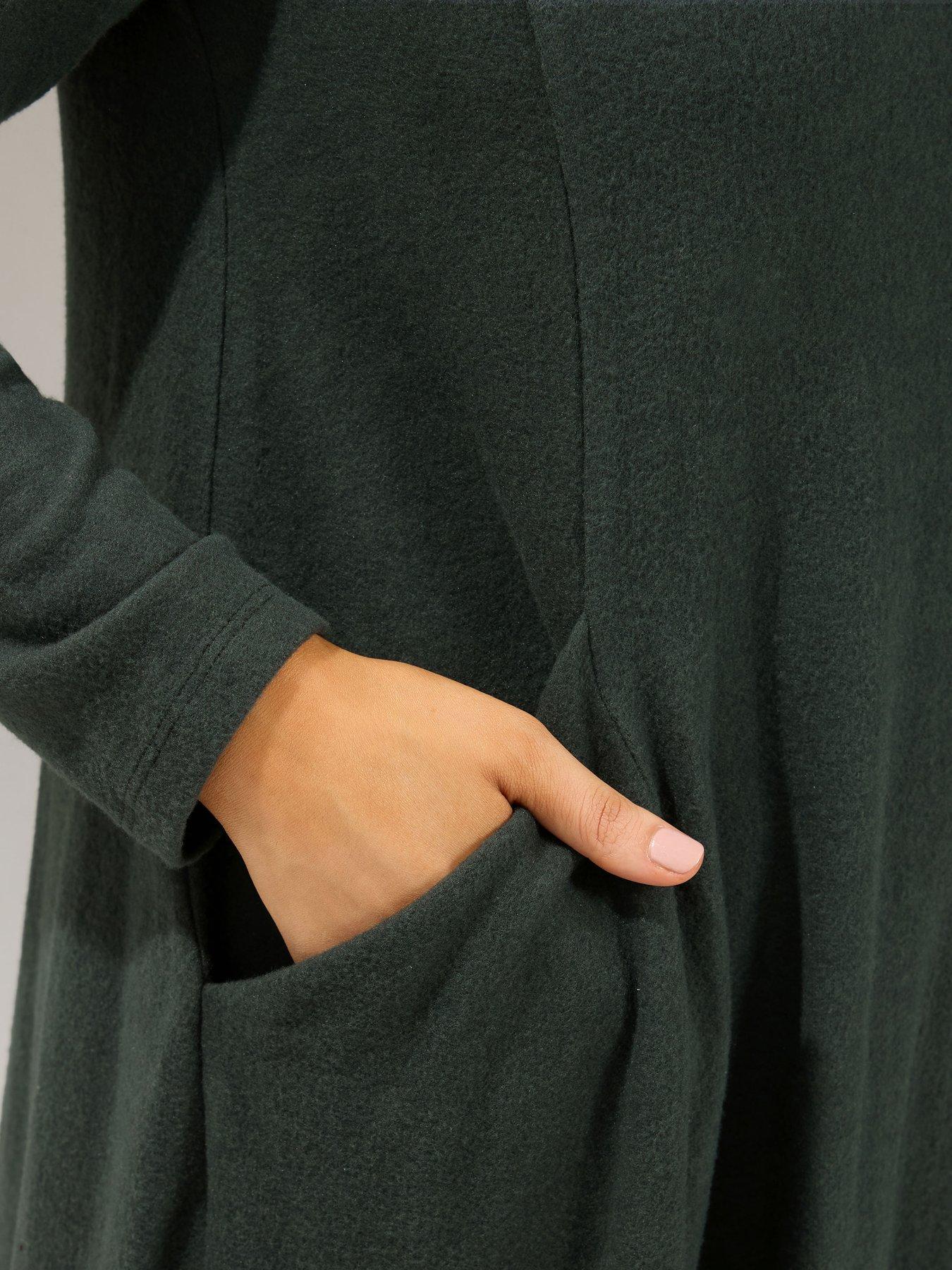 Image 4 of 4 of Yours Womens Curve Henley Button Drape Pocket Dress - Green