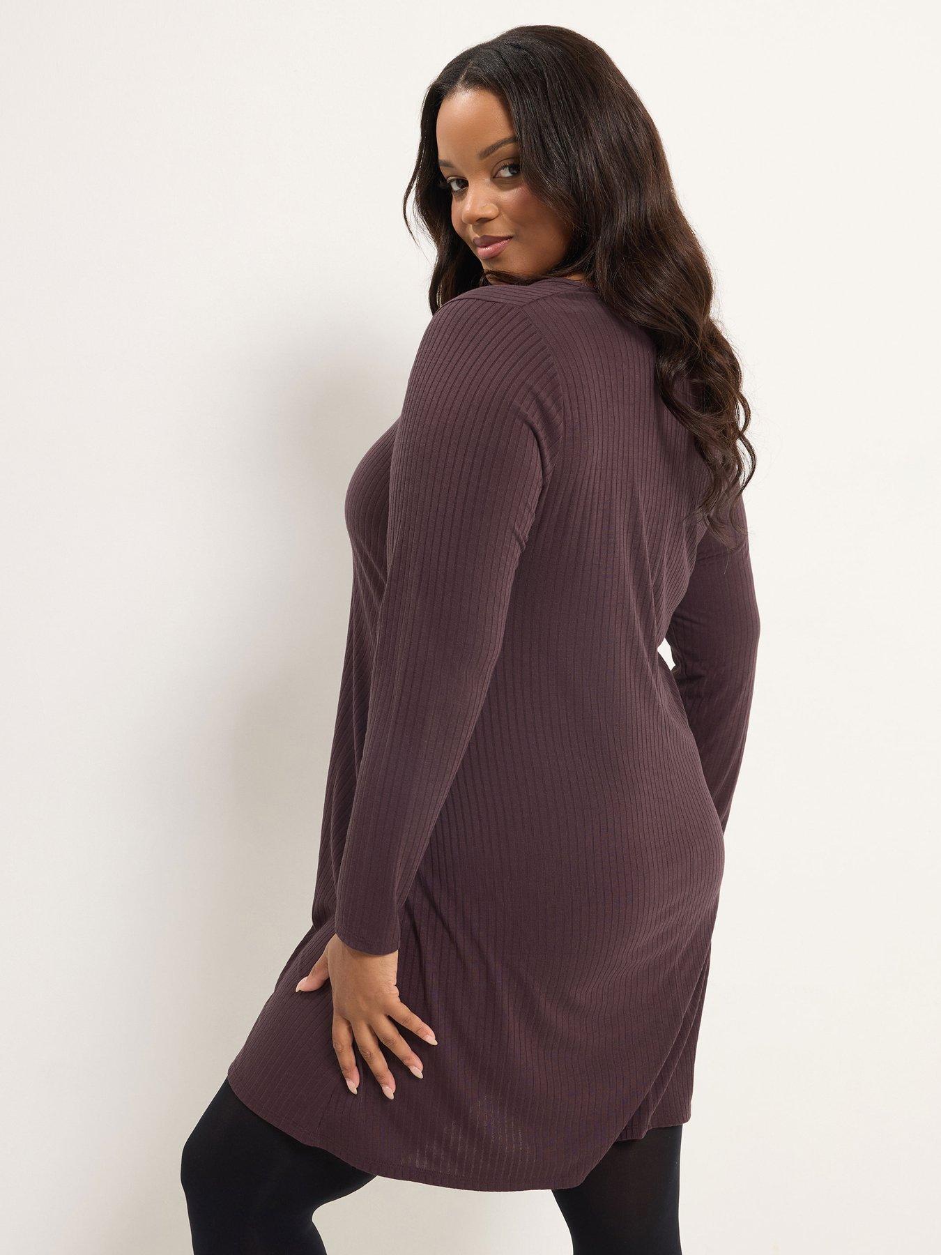Image 2 of 4 of Yours Womens Curve Ribbed V-Neck Swing Dress - Purple