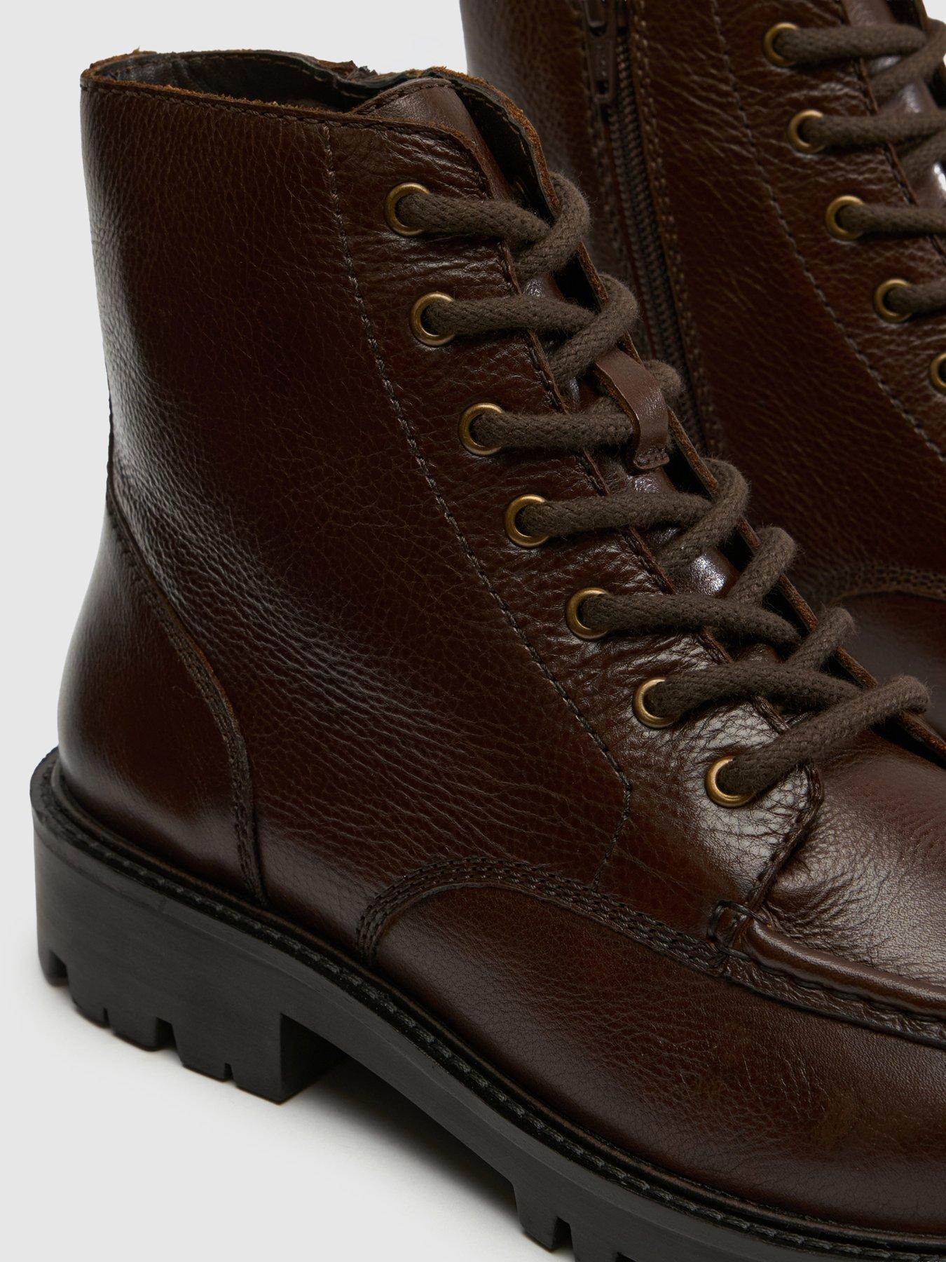 Image 4 of 4 of Schuh Schuh Golden Leather Apron Lace Up Boot