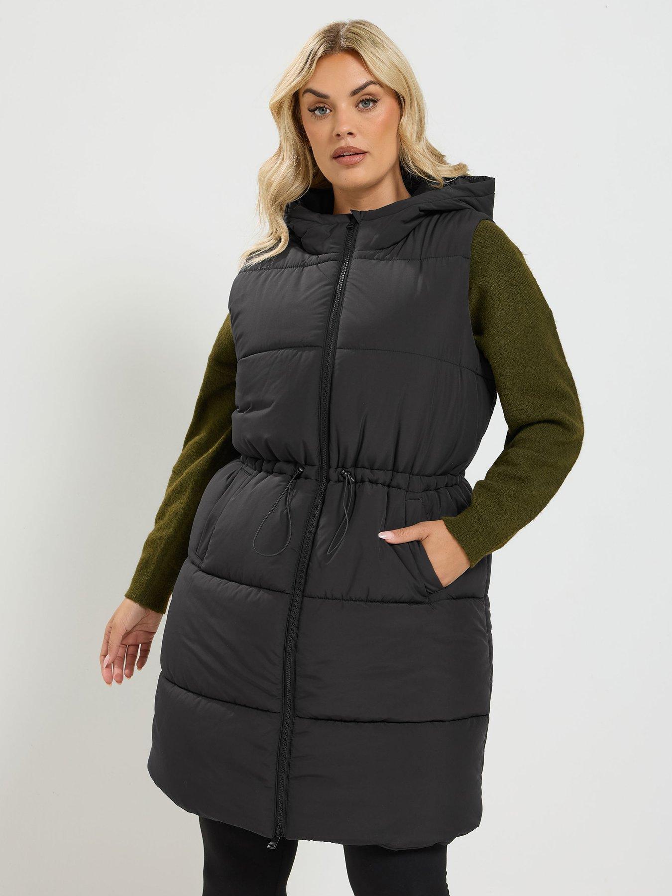 Yours Curve Zip Thru Gilet - Black