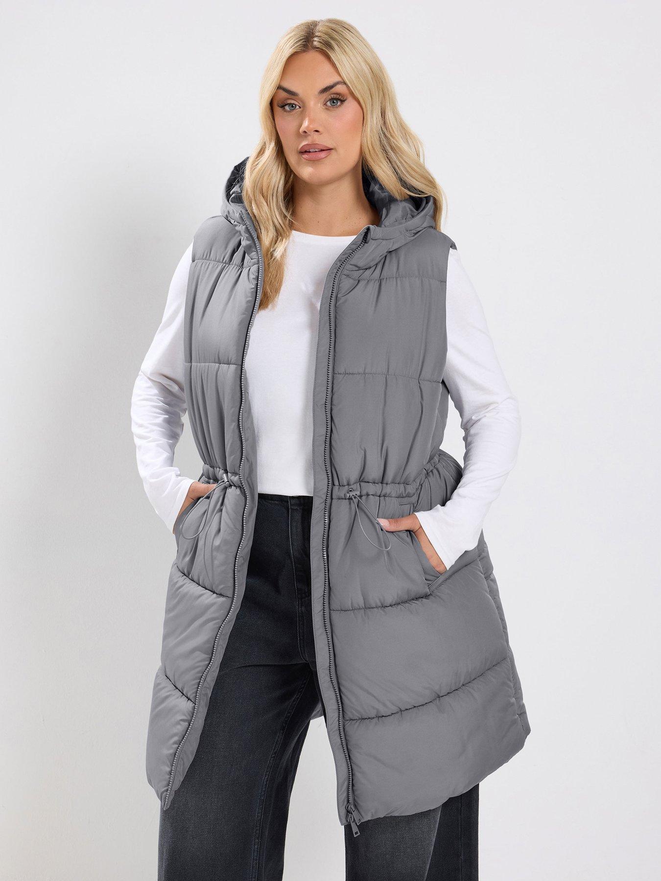 Yours Curve Zip Thru Gilet - Grey