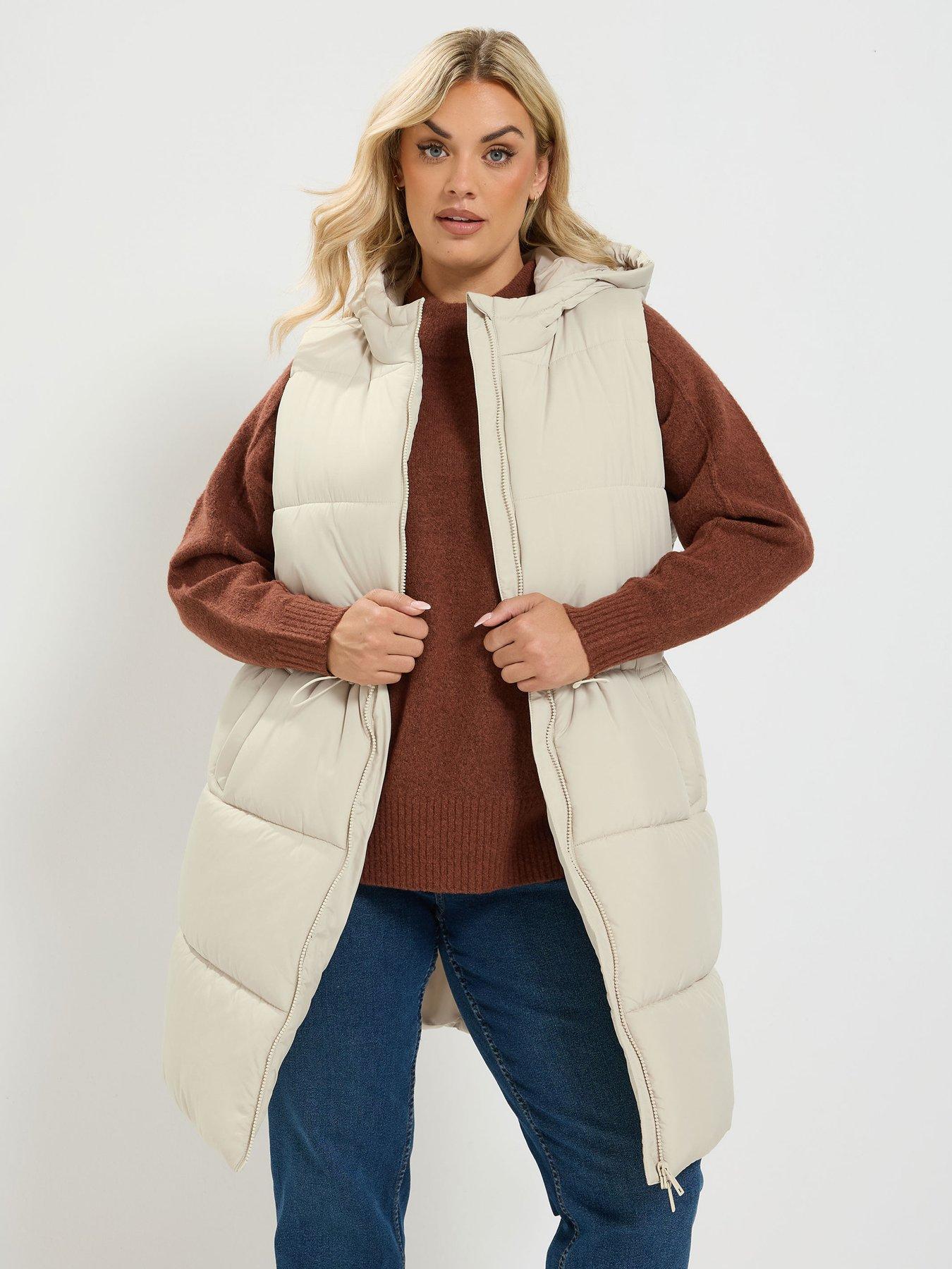 Yours Curve Zip Thru Gilet - Cream