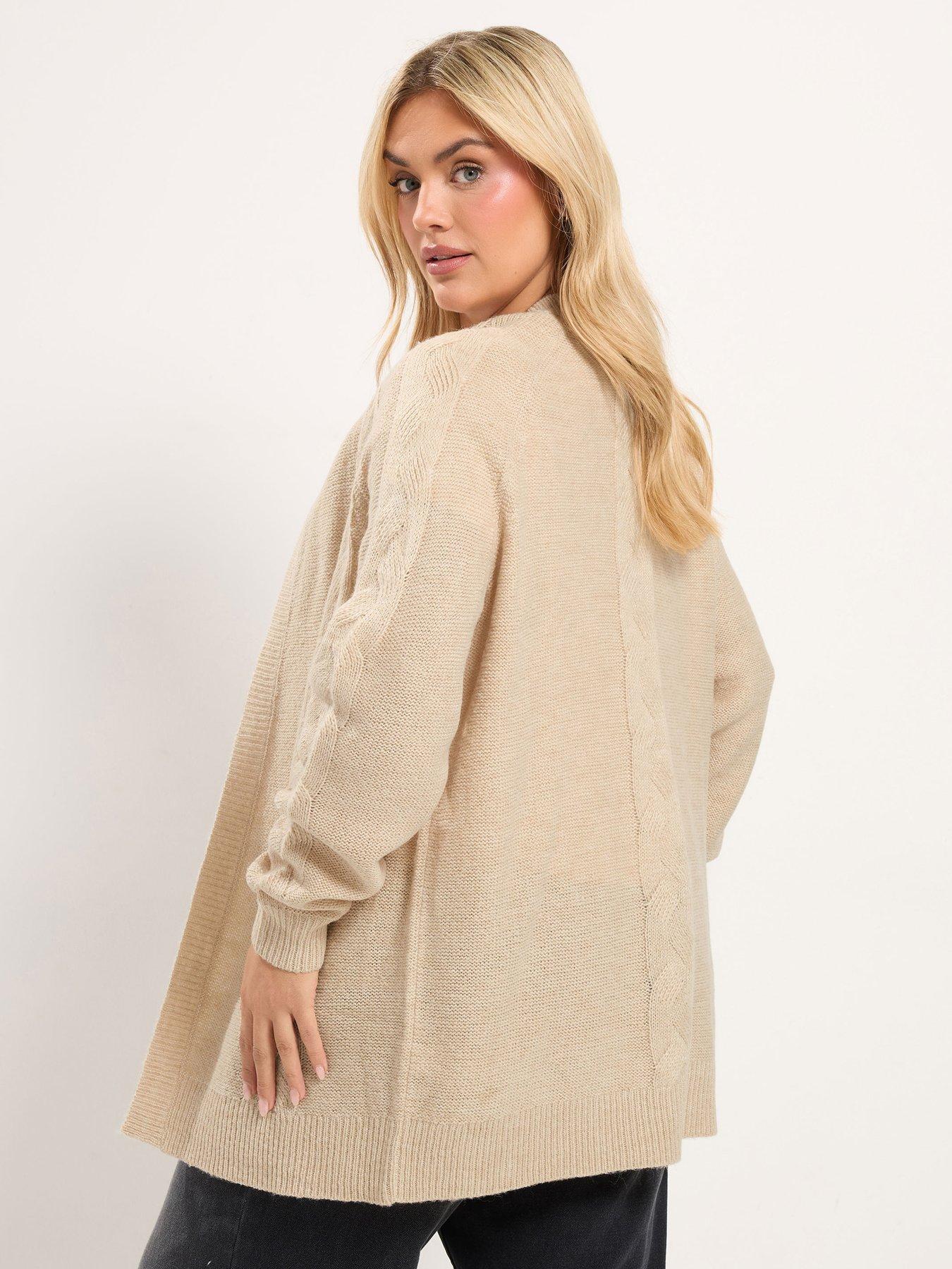 Image 2 of 4 of Yours Womens Plus Size Cable Longline Open Front Cardigan - Cream