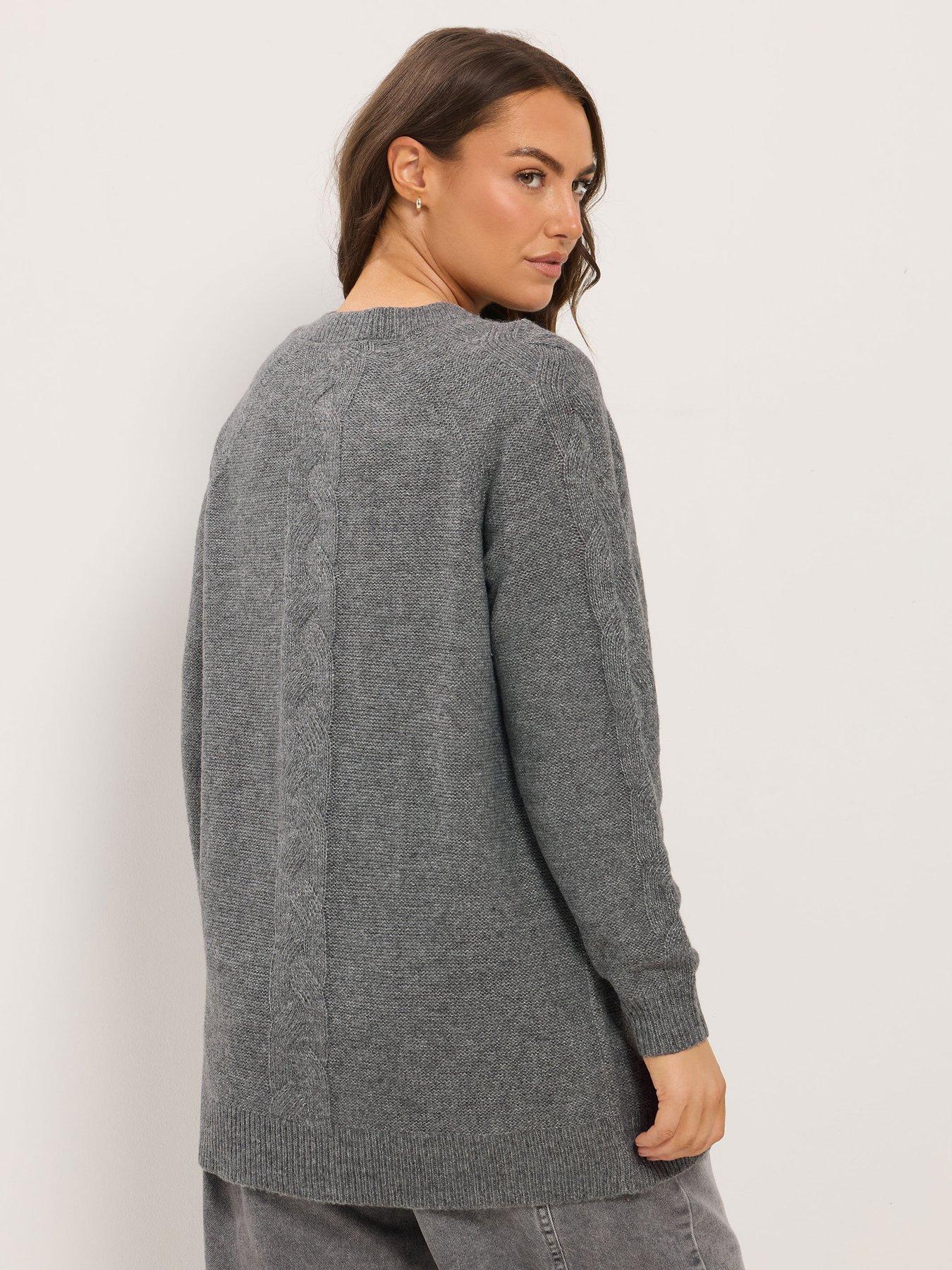 Image 2 of 4 of Yours Womens Plus Size Cable Knit Open Front Cardigan - Grey