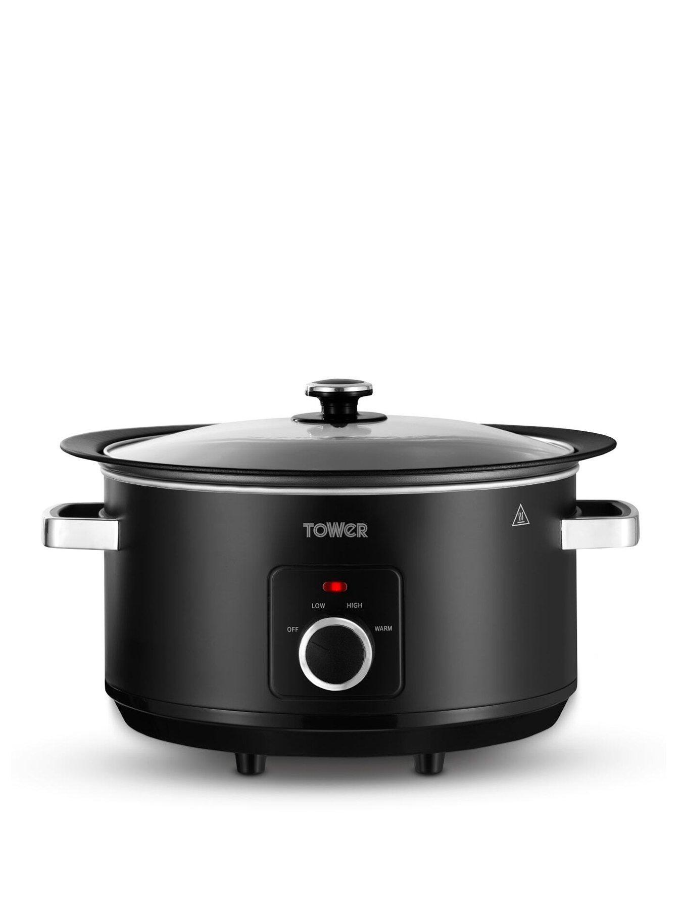 Image 1 of 7 of Tower Sear & Stew 6.5L Slow Cooker with Hob-Safe Pot, 290W, Black