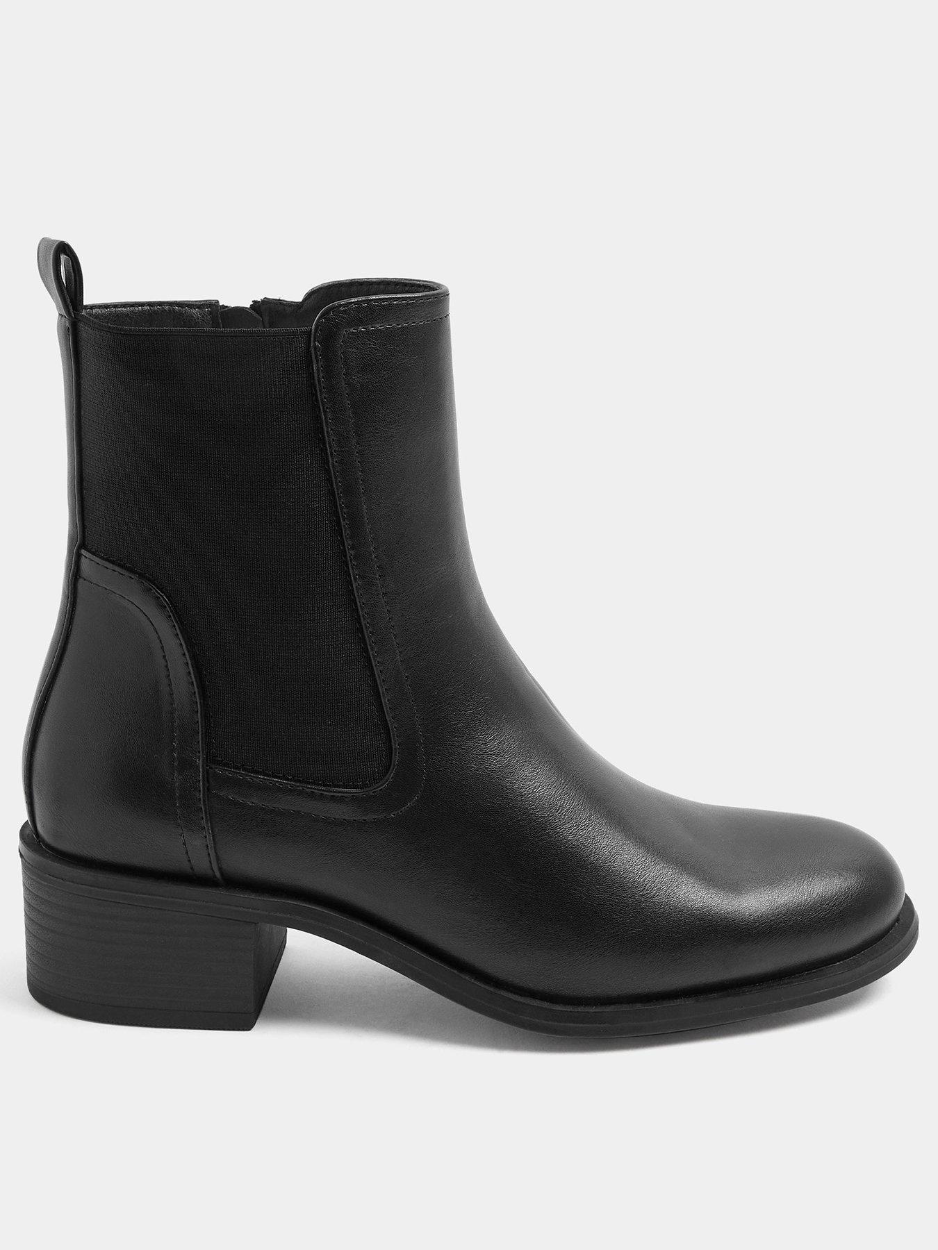 Yours Wide Fit Block Heel Clean Chelsea - Black