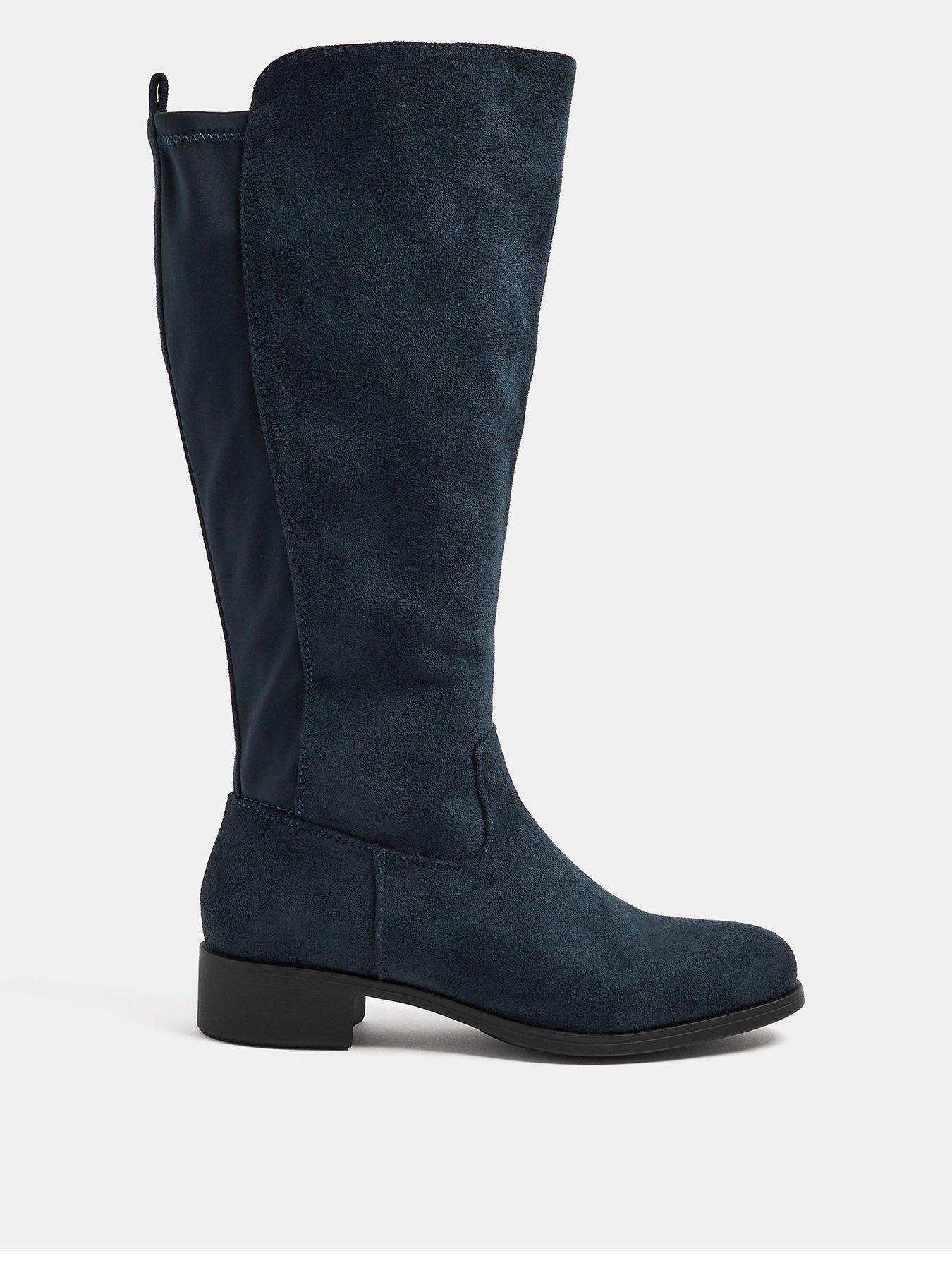 Yours Wide Fit Stretch Knee High Flat Boot - Blue