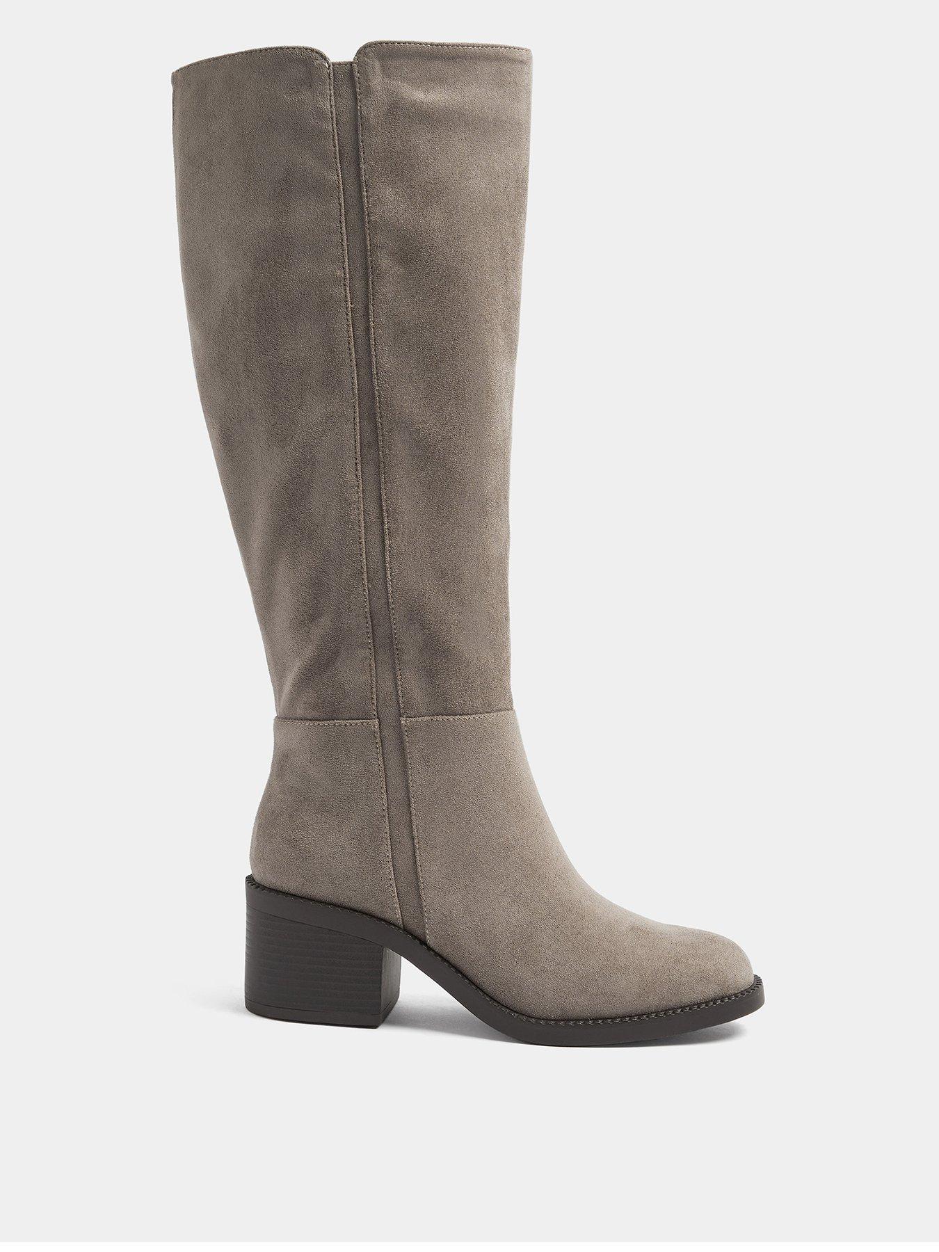 Yours Extra Wide EEE Fit Side Detail Block Heel Boot - Cream