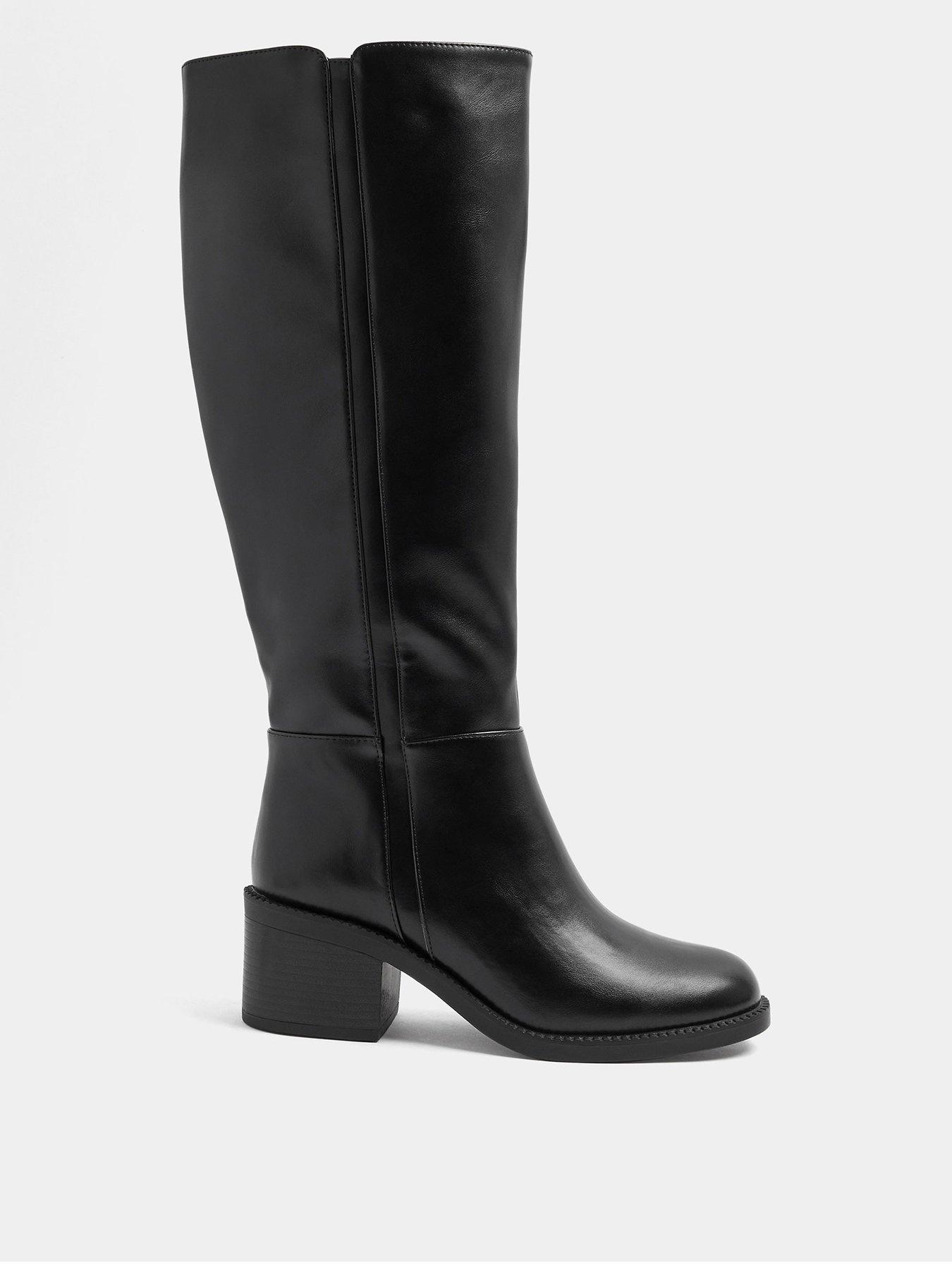 Yours Extra Wide EEE Fit Side Detail Block Heel Boot - Black