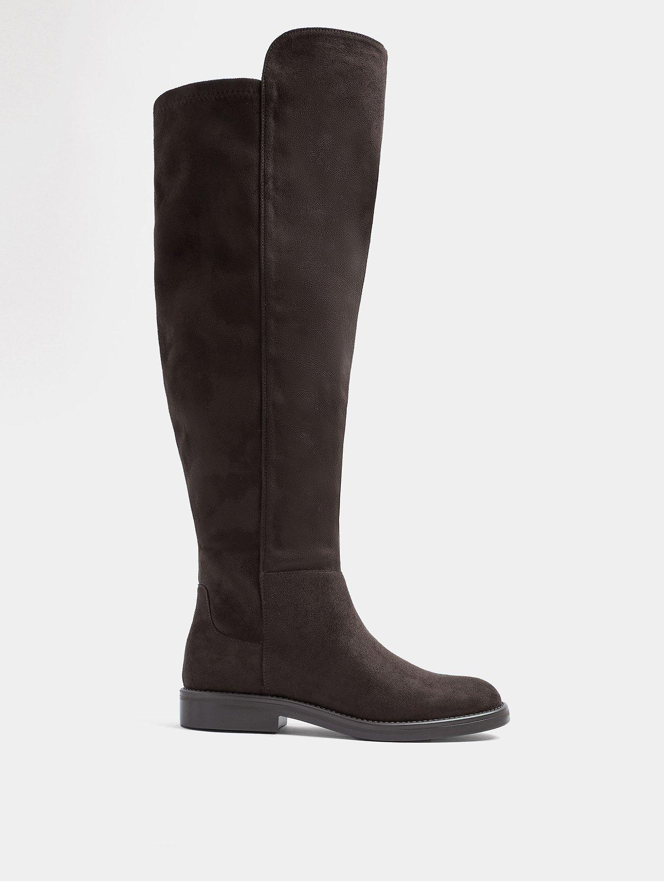 Yours Extra Wide Eee Fit Stretch Back Long Boot - Brown