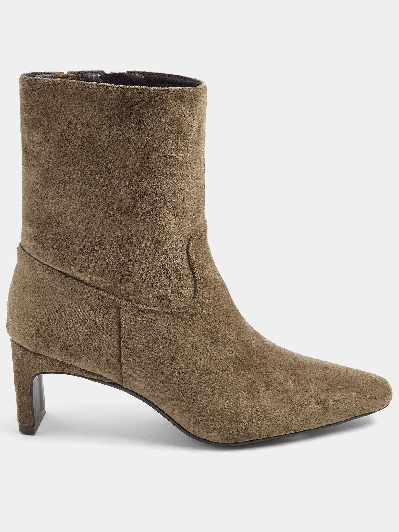 Image 1 of 4 of Yours Wide Fit Soft Square Ruched Kitten Heel Ankle Boot