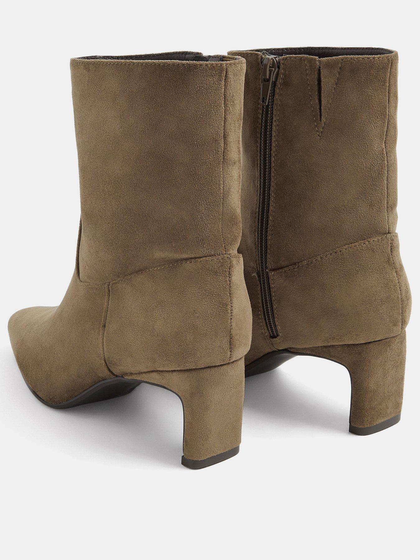 Image 3 of 4 of Yours Wide Fit Soft Square Ruched Kitten Heel Ankle Boot