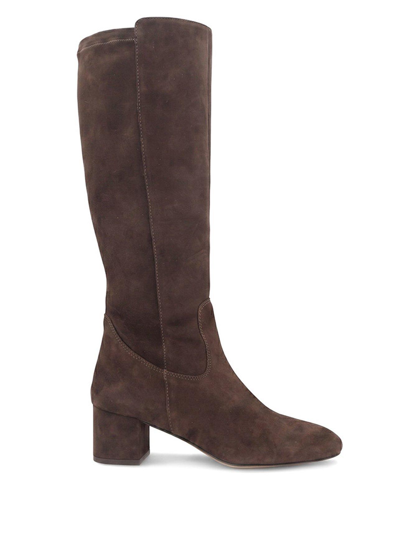 Image 1 of 6 of Jones Bootmaker Emberlywide Knee High Riding Boot - Choco Suede
