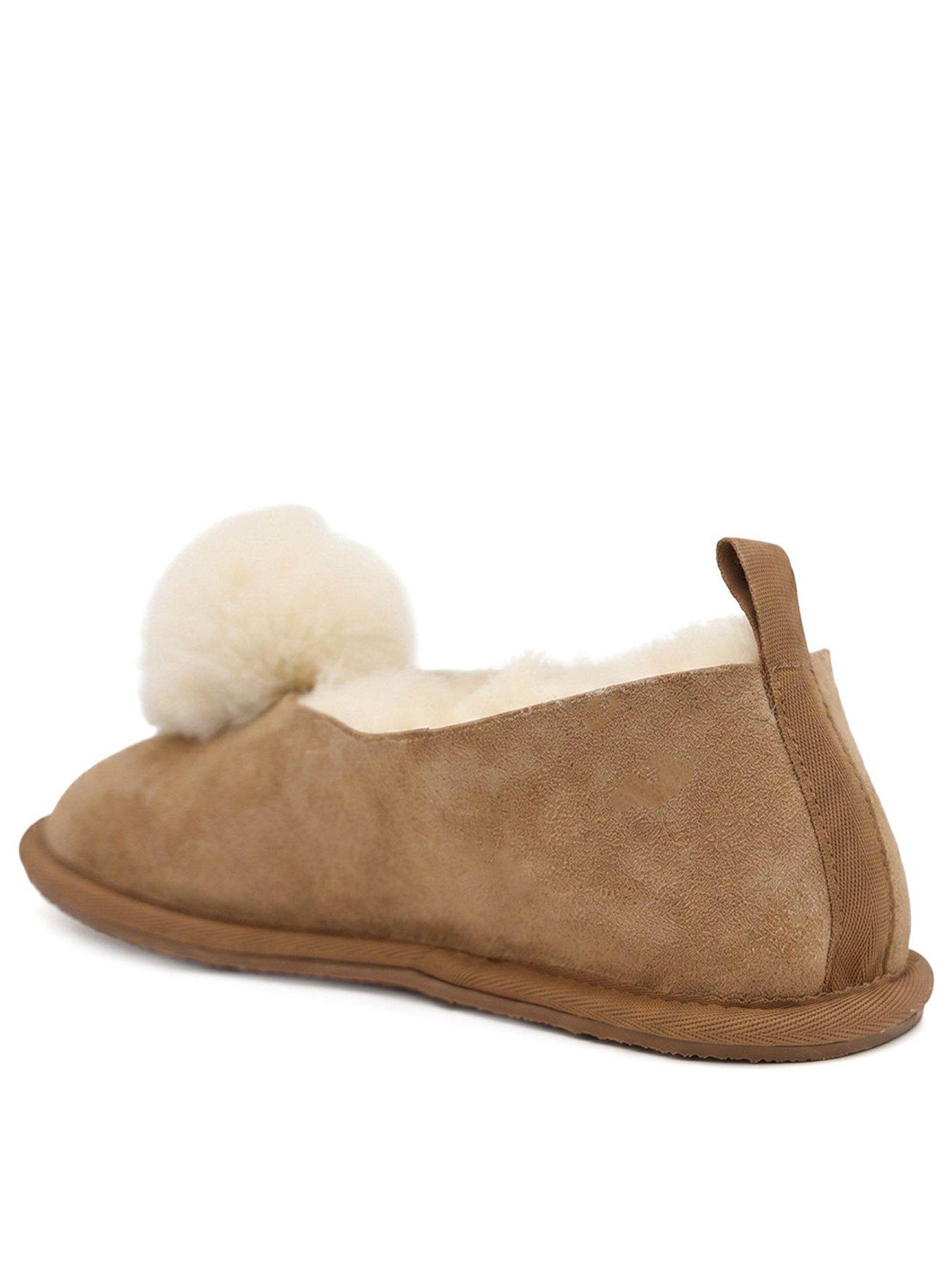 Image 3 of 6 of Jones Bootmaker Frinton Ballerina Pom Pom Slipper - Chestnut
