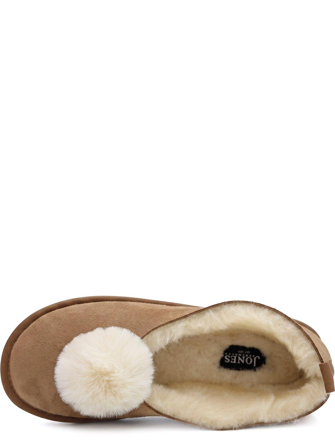 Image 4 of 6 of Jones Bootmaker Frinton Ballerina Pom Pom Slipper - Chestnut