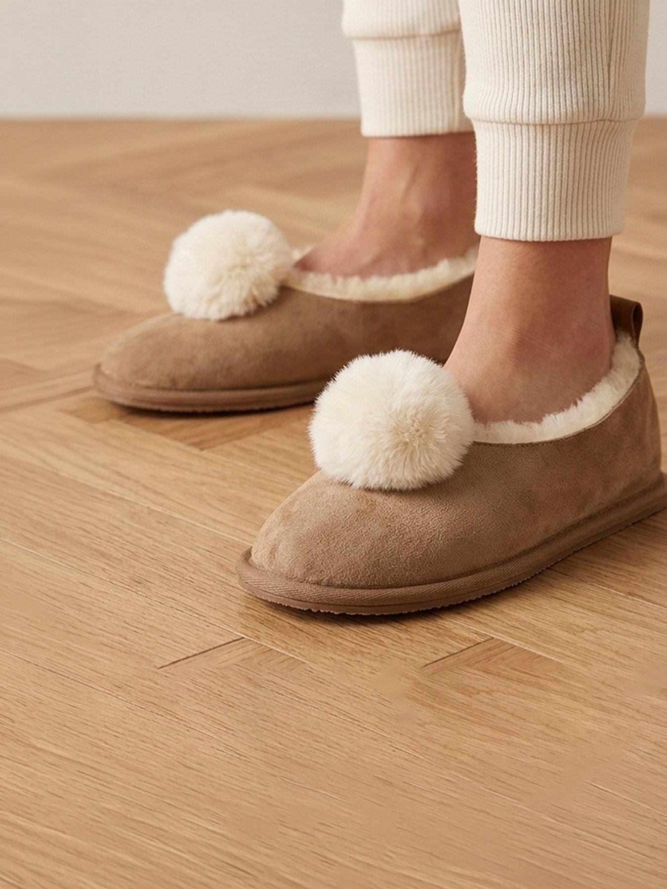 Image 6 of 6 of Jones Bootmaker Frinton Ballerina Pom Pom Slipper - Chestnut