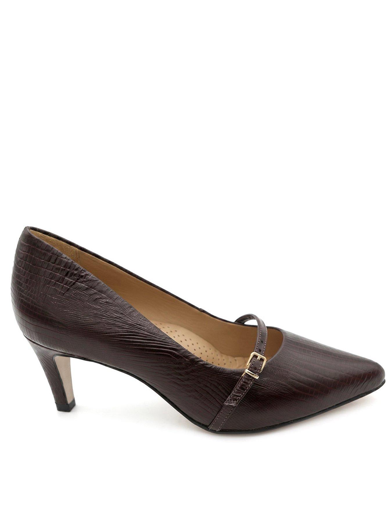 Jones Bootmaker Zienna Wide Pointed Toe Heel - Brown Lizard