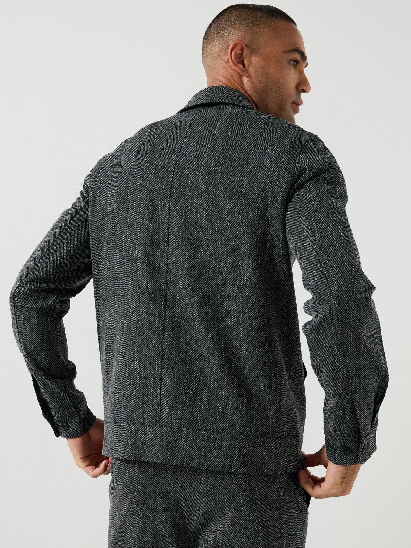 Image 2 of 6 of Les Deux Mens Herringbone Coach Jacket - Black