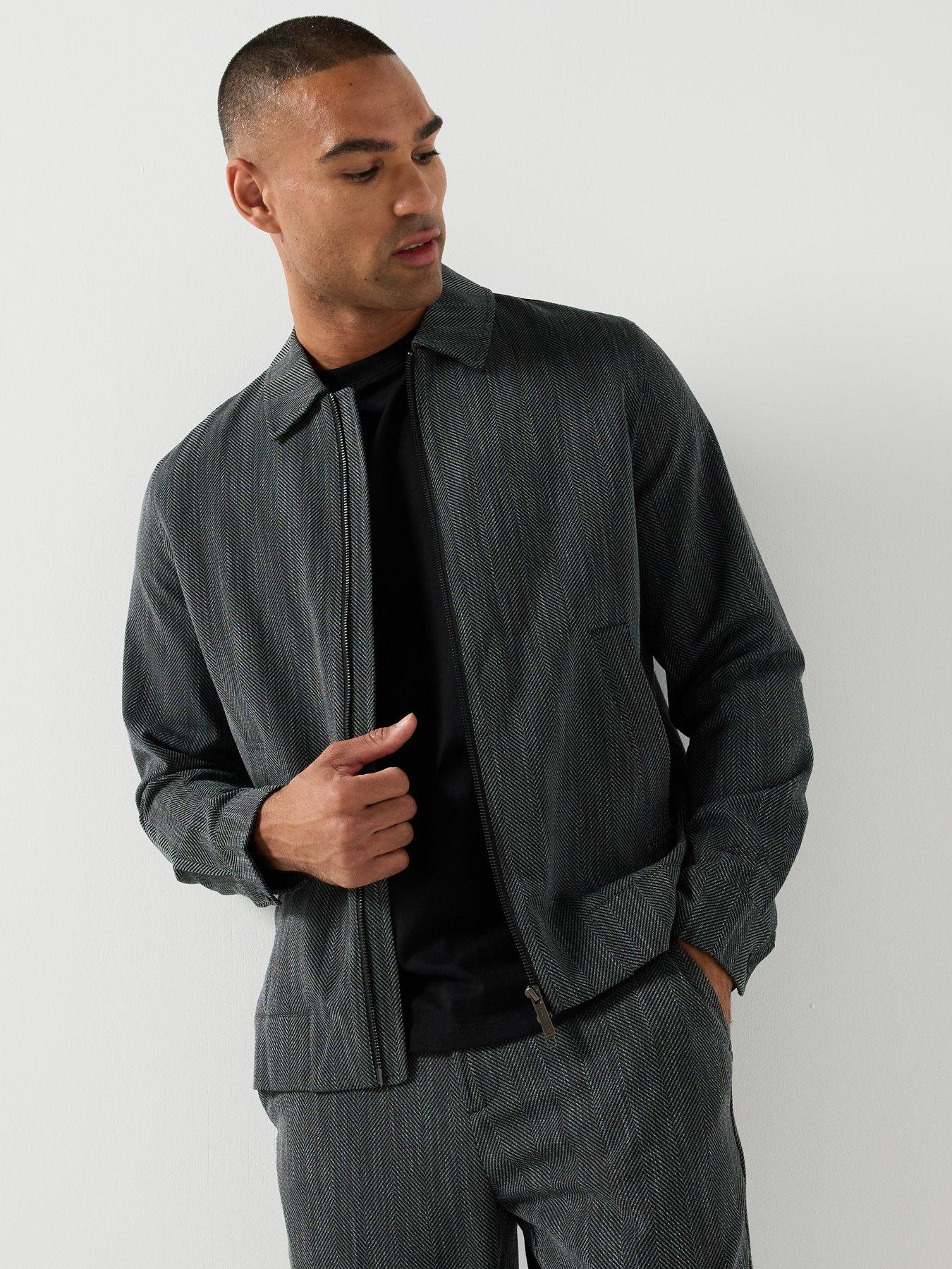Image 4 of 6 of Les Deux Mens Herringbone Coach Jacket - Black