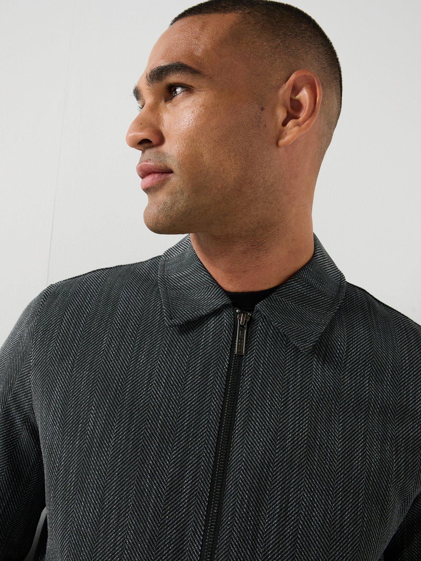 Image 6 of 6 of Les Deux Mens Herringbone Coach Jacket - Black