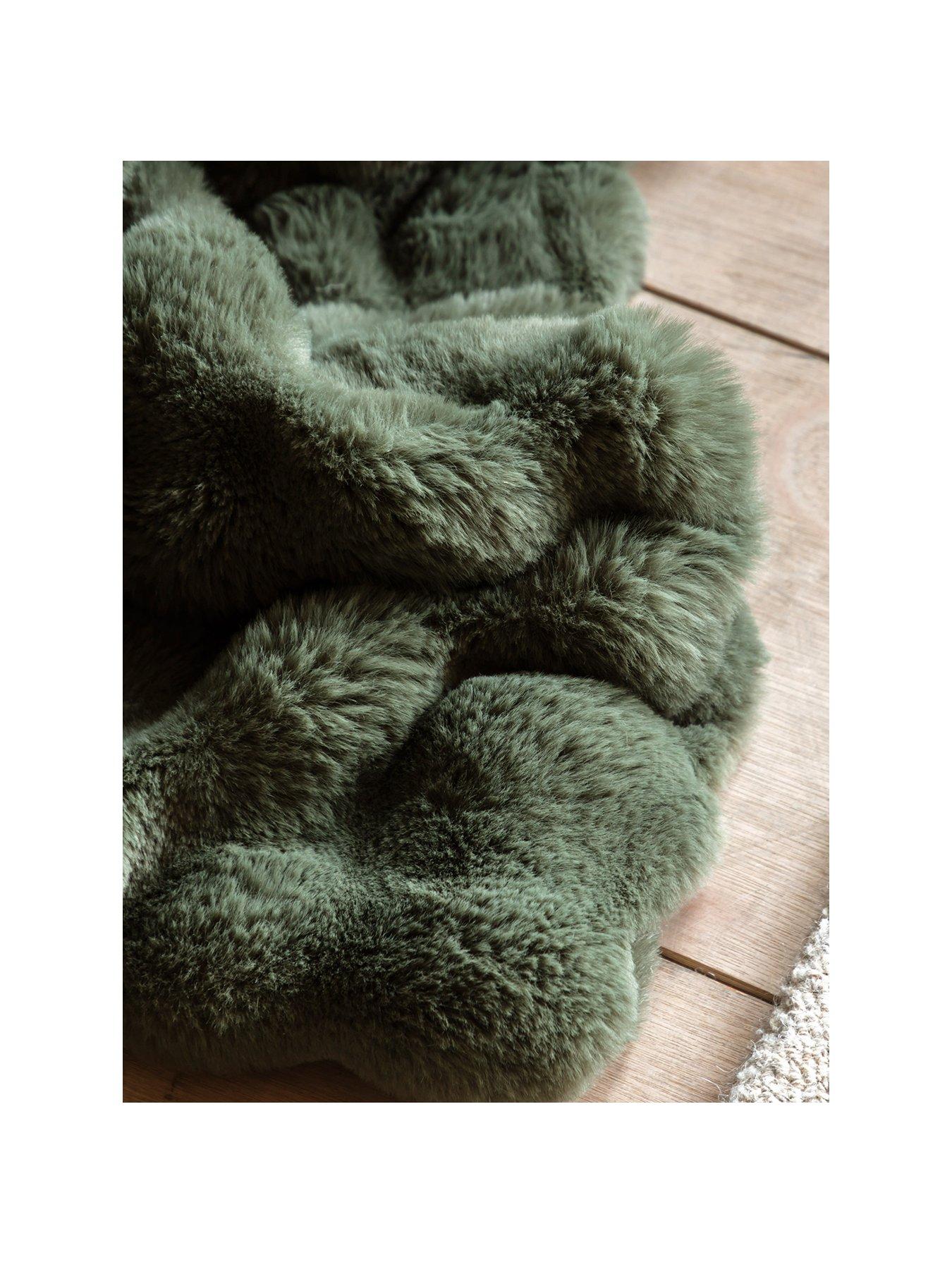 Image 2 of 5 of Gallery Direct Marshmallow Rabbit Faux Fur Thrw Olive 130x170cm