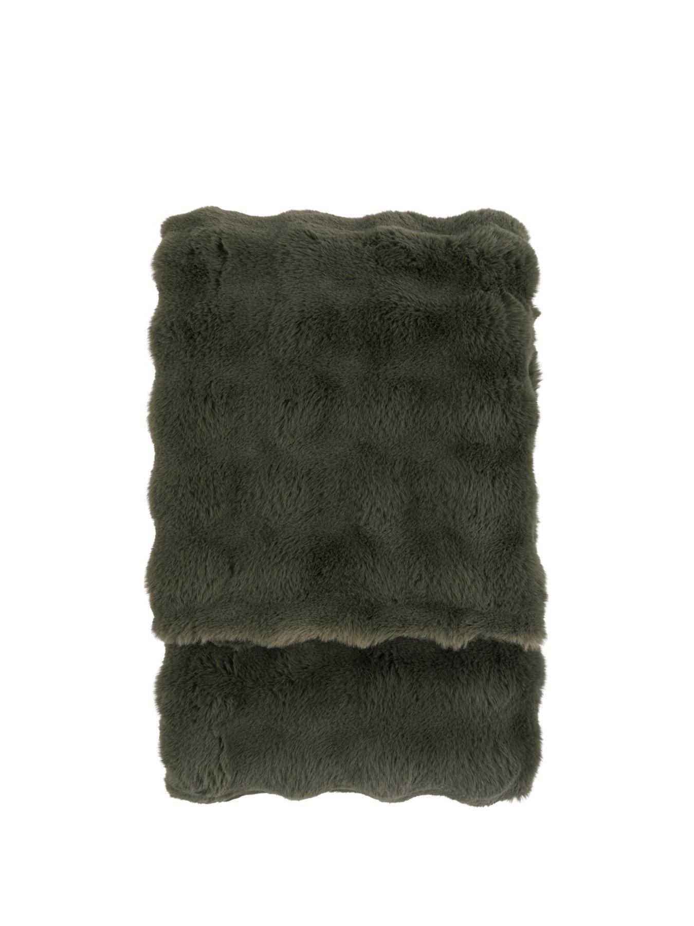 Image 4 of 5 of Gallery Direct Marshmallow Rabbit Faux Fur Thrw Olive 130x170cm