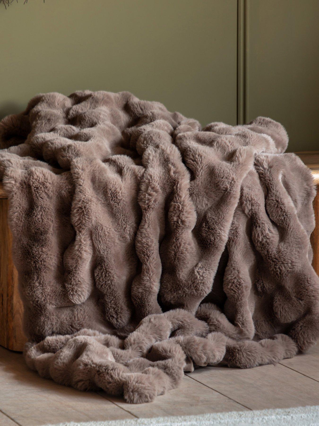 Gallery Direct Marshmallow Rabbit Faux Fur Thrw Mocha 130x170cm