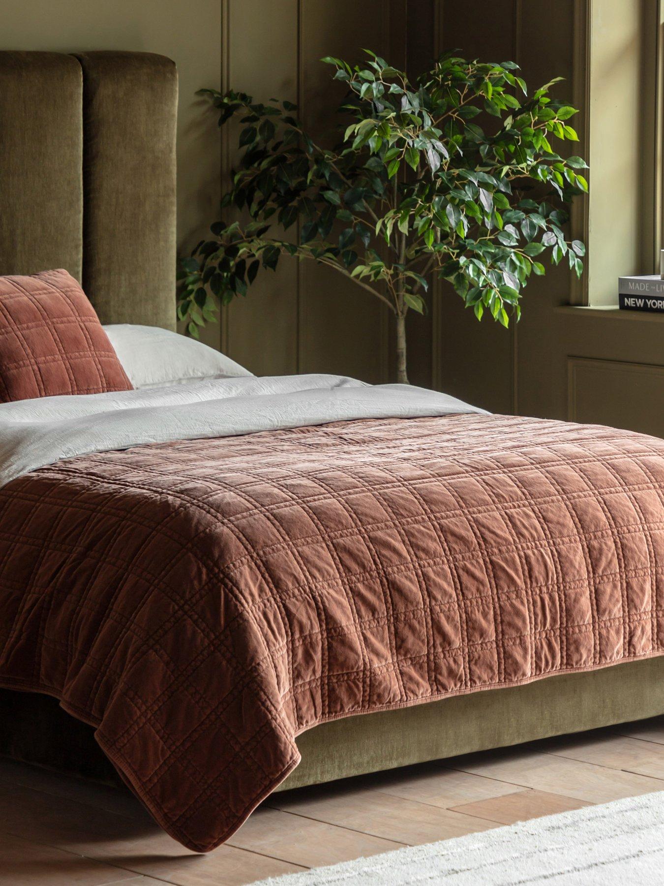 Gallery Direct Cotton Velvet Quilted Bedspread Rust 220x240cm