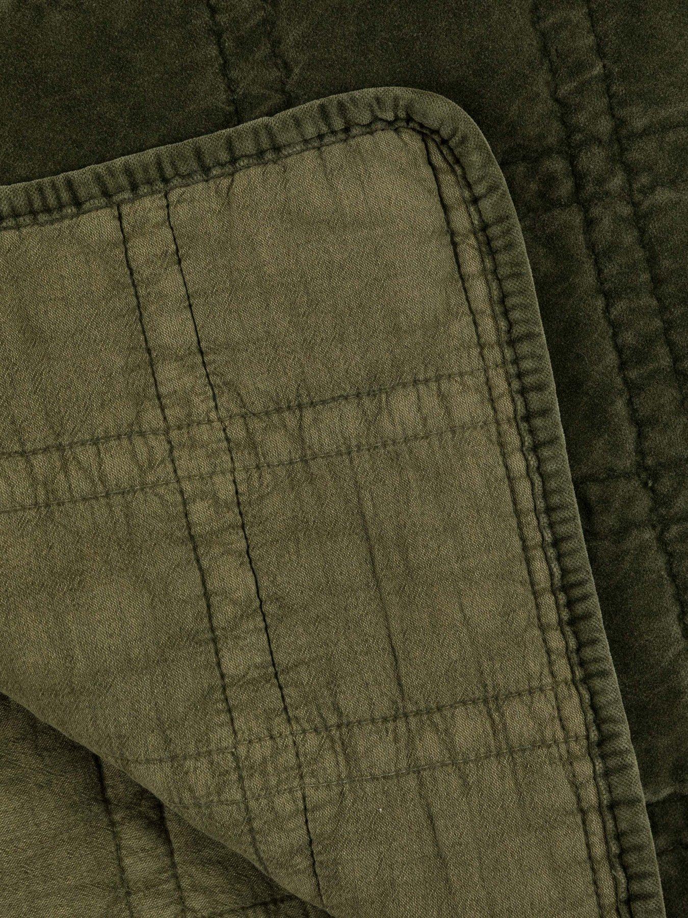 Image 5 of 7 of Gallery Direct Cotton Velvet Quilted Bedspread Olive 220x240cm