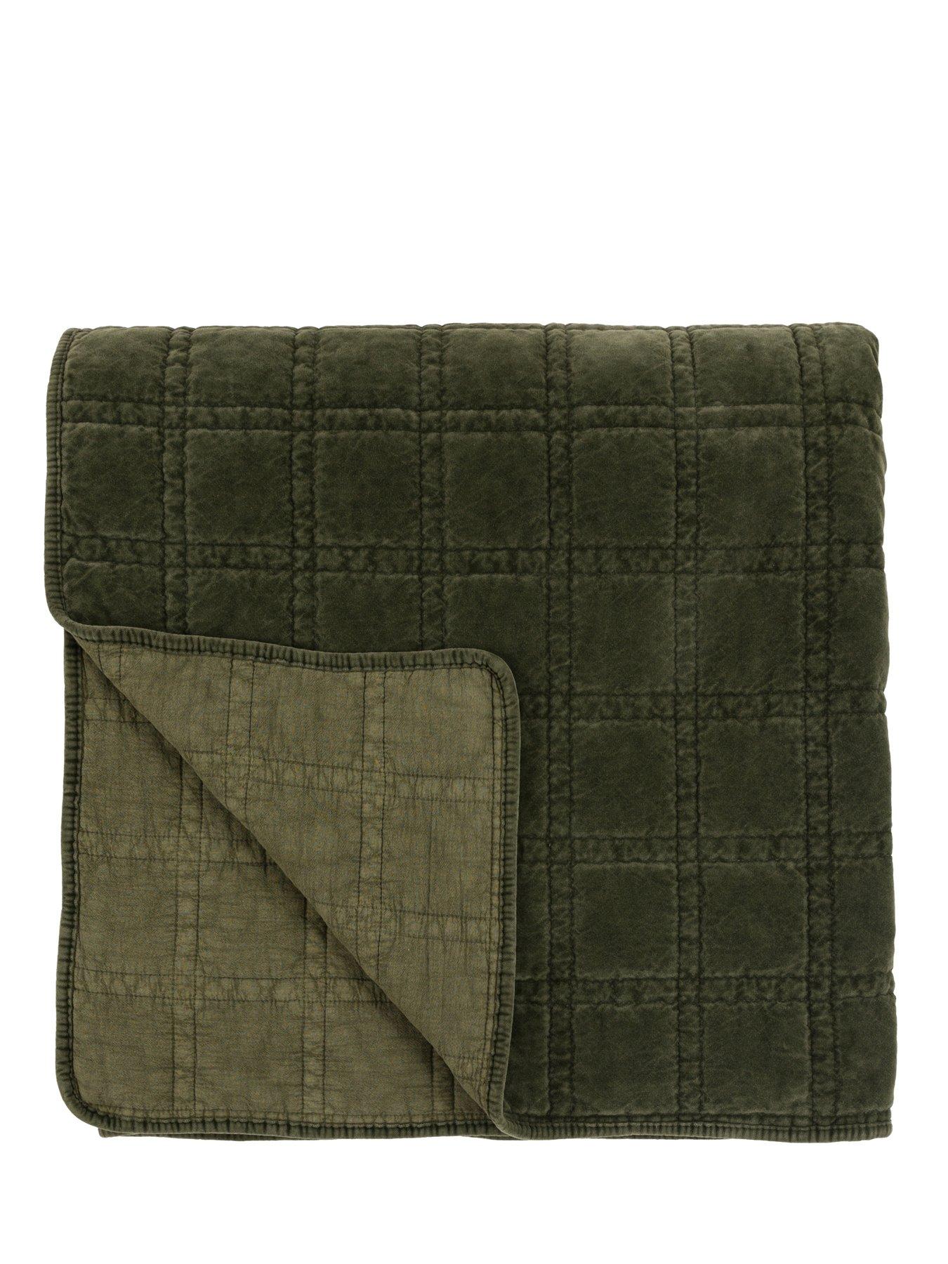 Image 7 of 7 of Gallery Direct Cotton Velvet Quilted Bedspread Olive 220x240cm