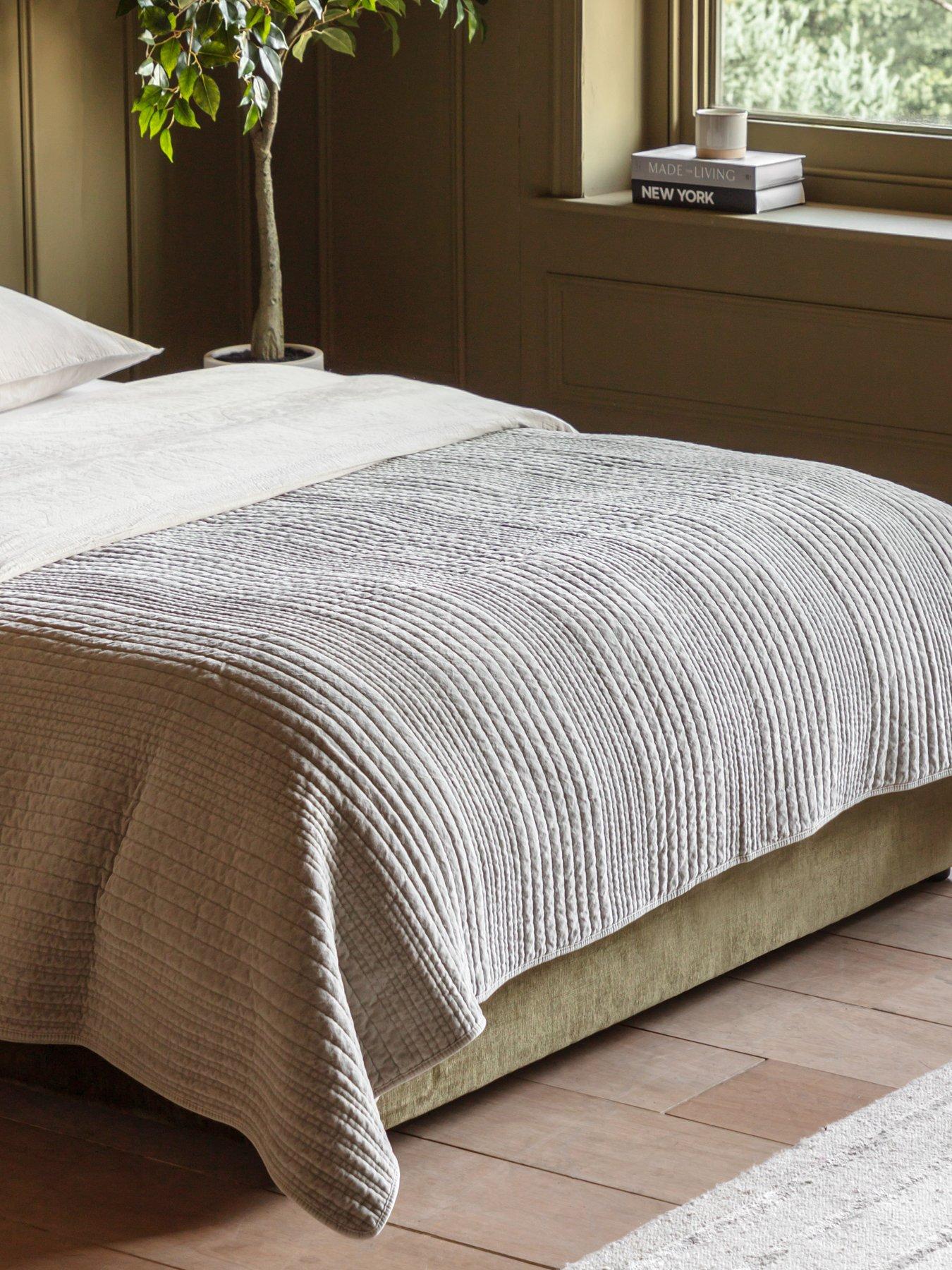 Gallery Cotton Velvet Stitched Bedspread Taupe 2200x2400mm