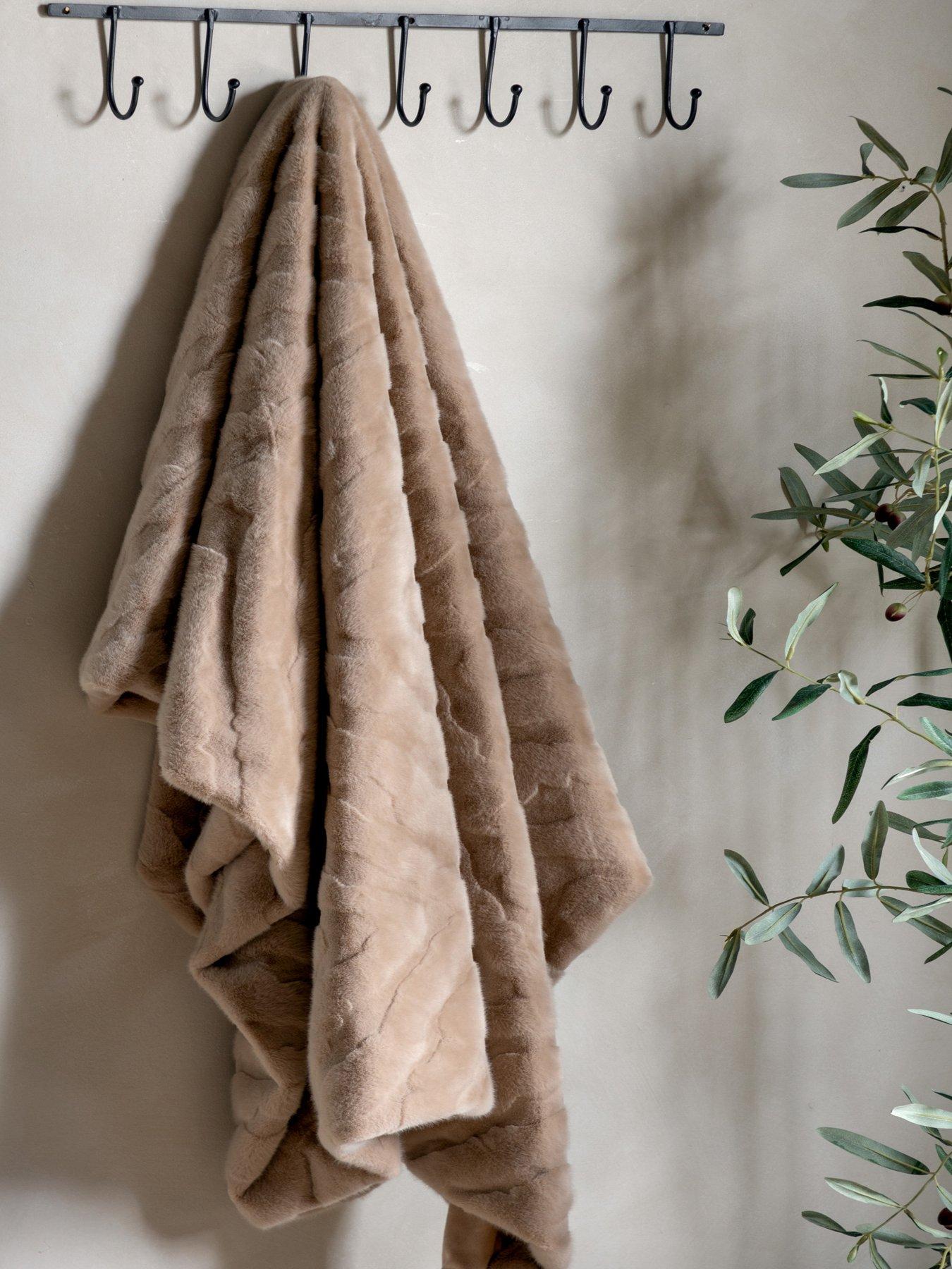 Image 1 of 6 of Gallery Direct Chevron Rabbit Faux Fur Throw Mink 130x170cm