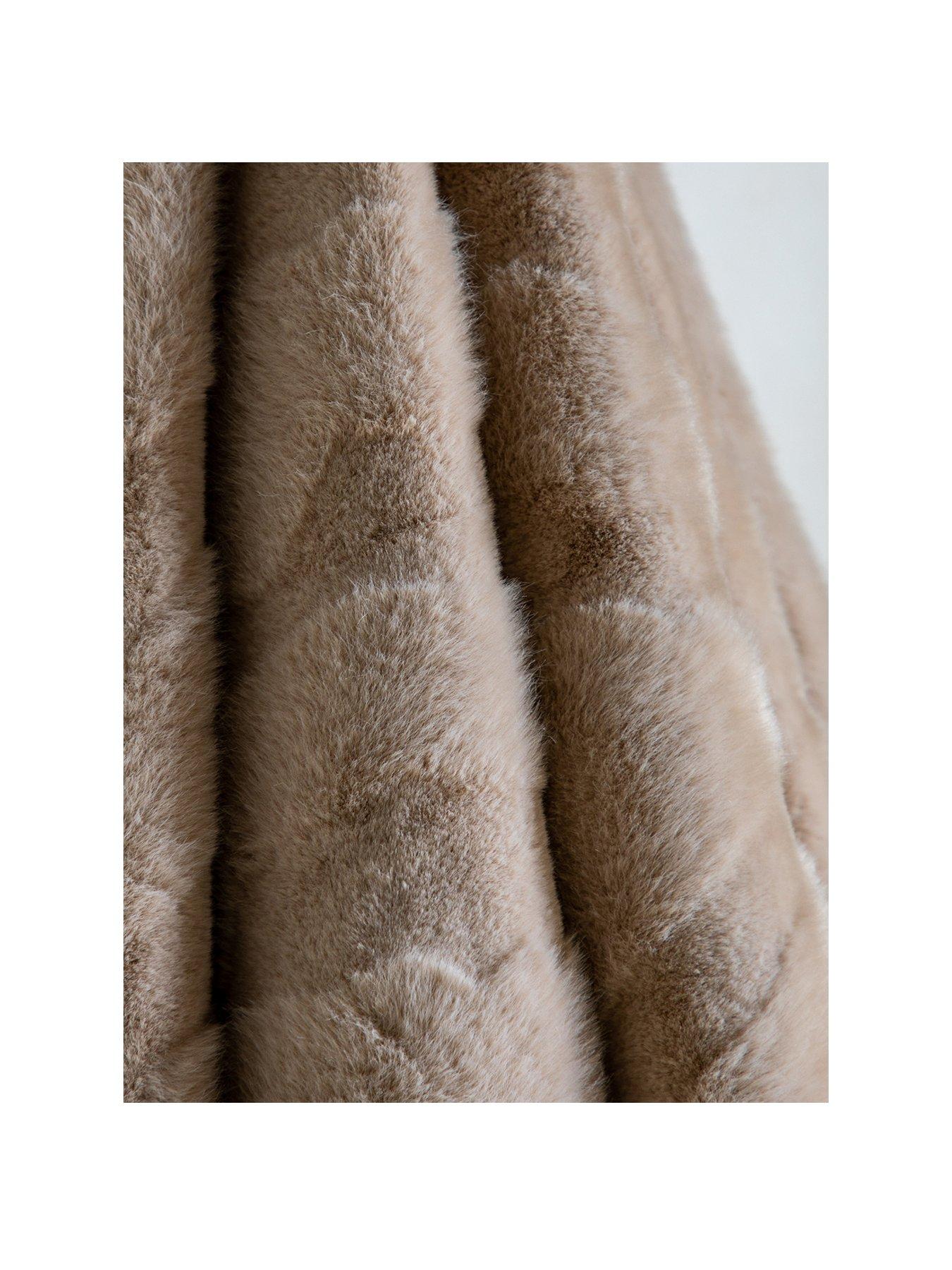 Image 2 of 6 of Gallery Direct Chevron Rabbit Faux Fur Throw Mink 130x170cm