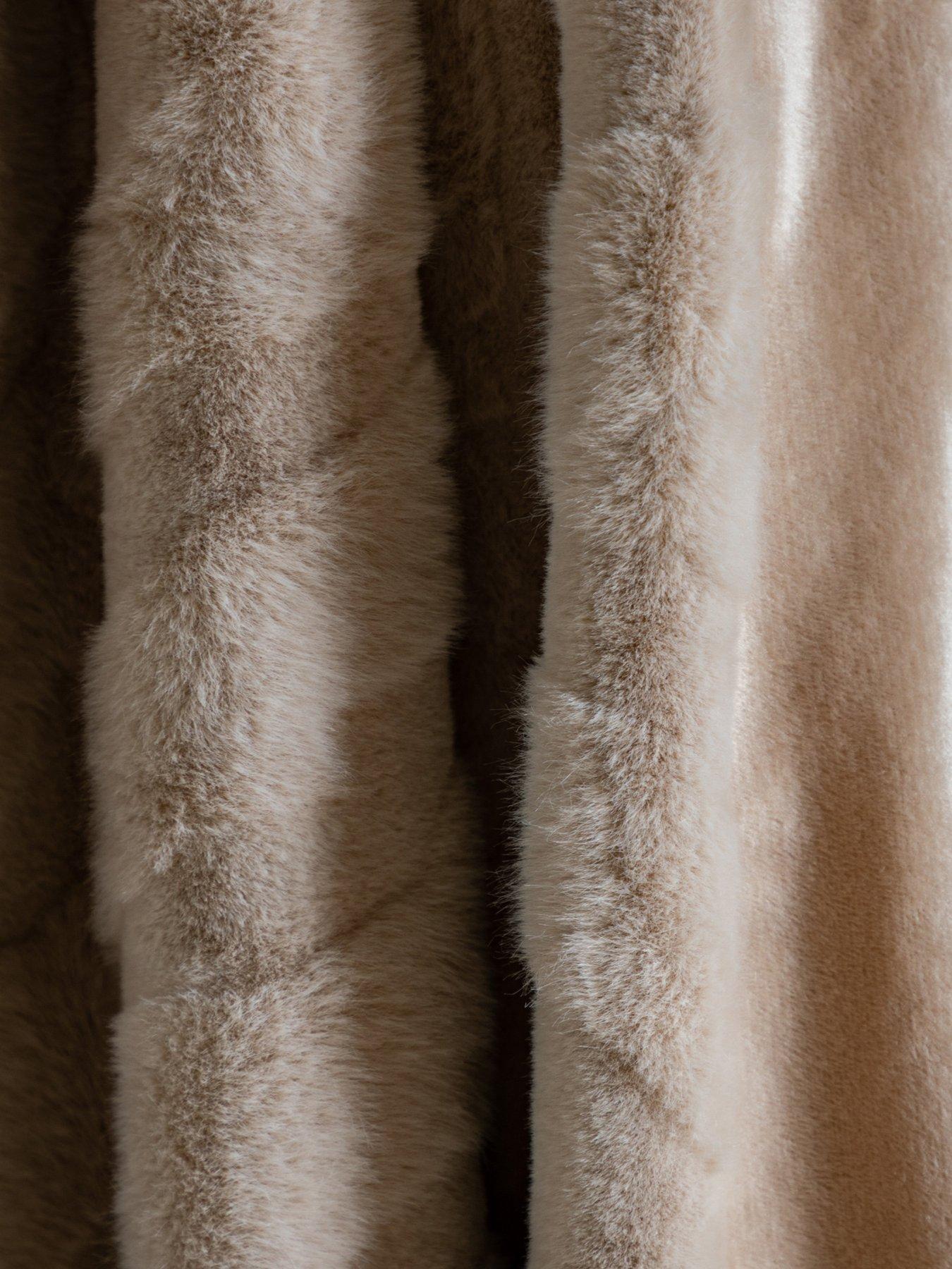 Image 3 of 6 of Gallery Direct Chevron Rabbit Faux Fur Throw Mink 130x170cm