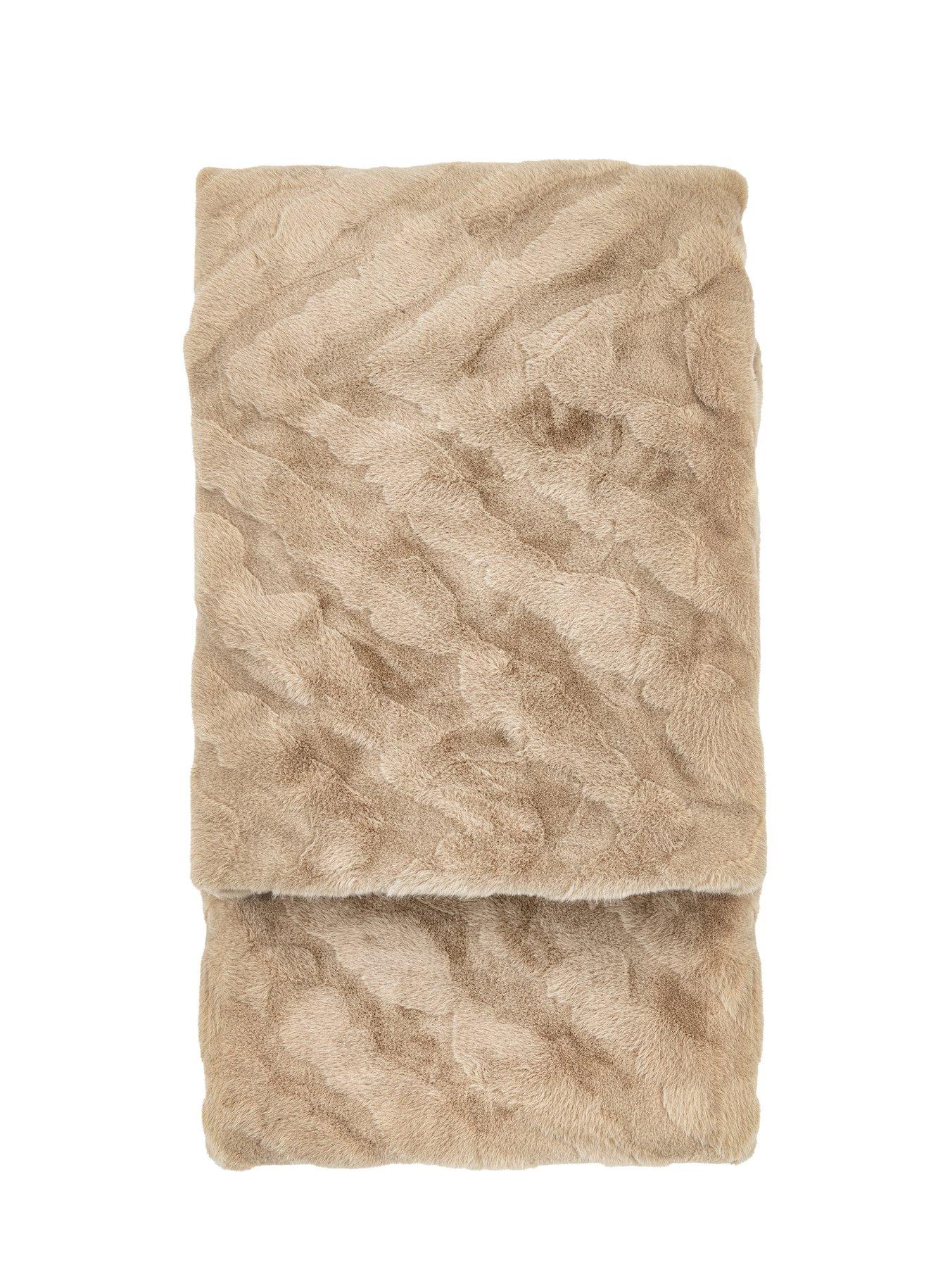Image 4 of 6 of Gallery Direct Chevron Rabbit Faux Fur Throw Mink 130x170cm